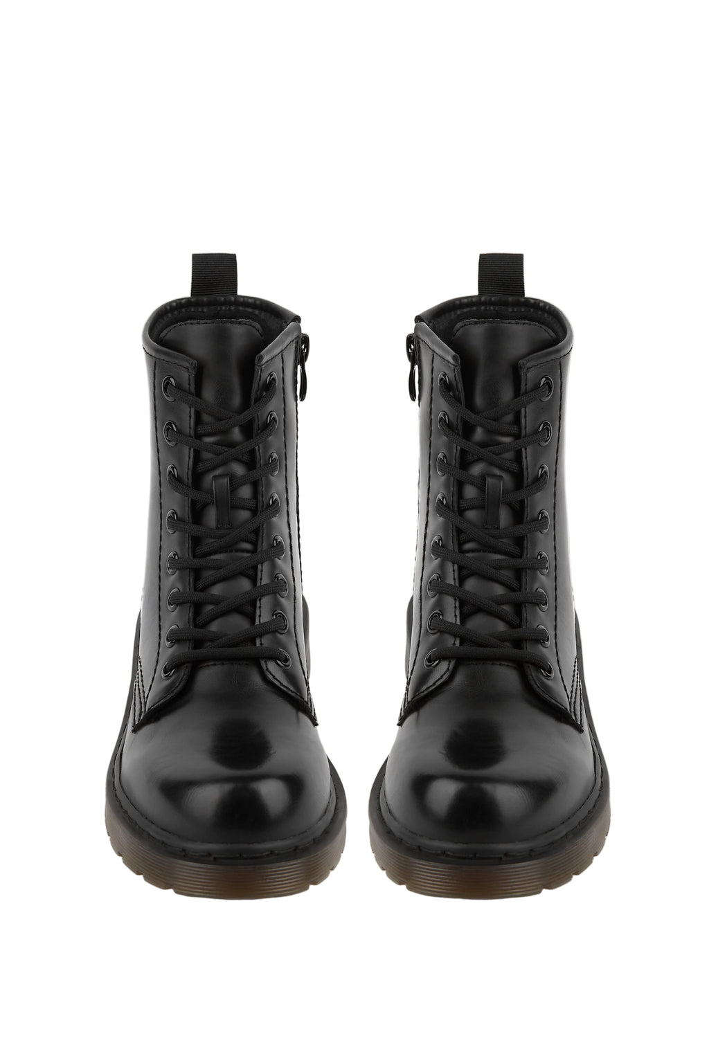 BOTÍN MILITAR DE MUJER CON CORDONES | 2467 PU NEGRO