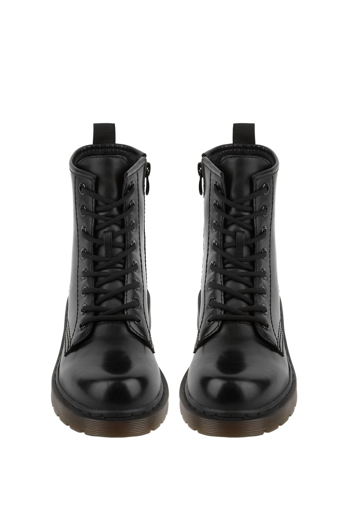 BOTÍN MILITAR DE MUJER CON CORDONES | 2467 PU NEGRO