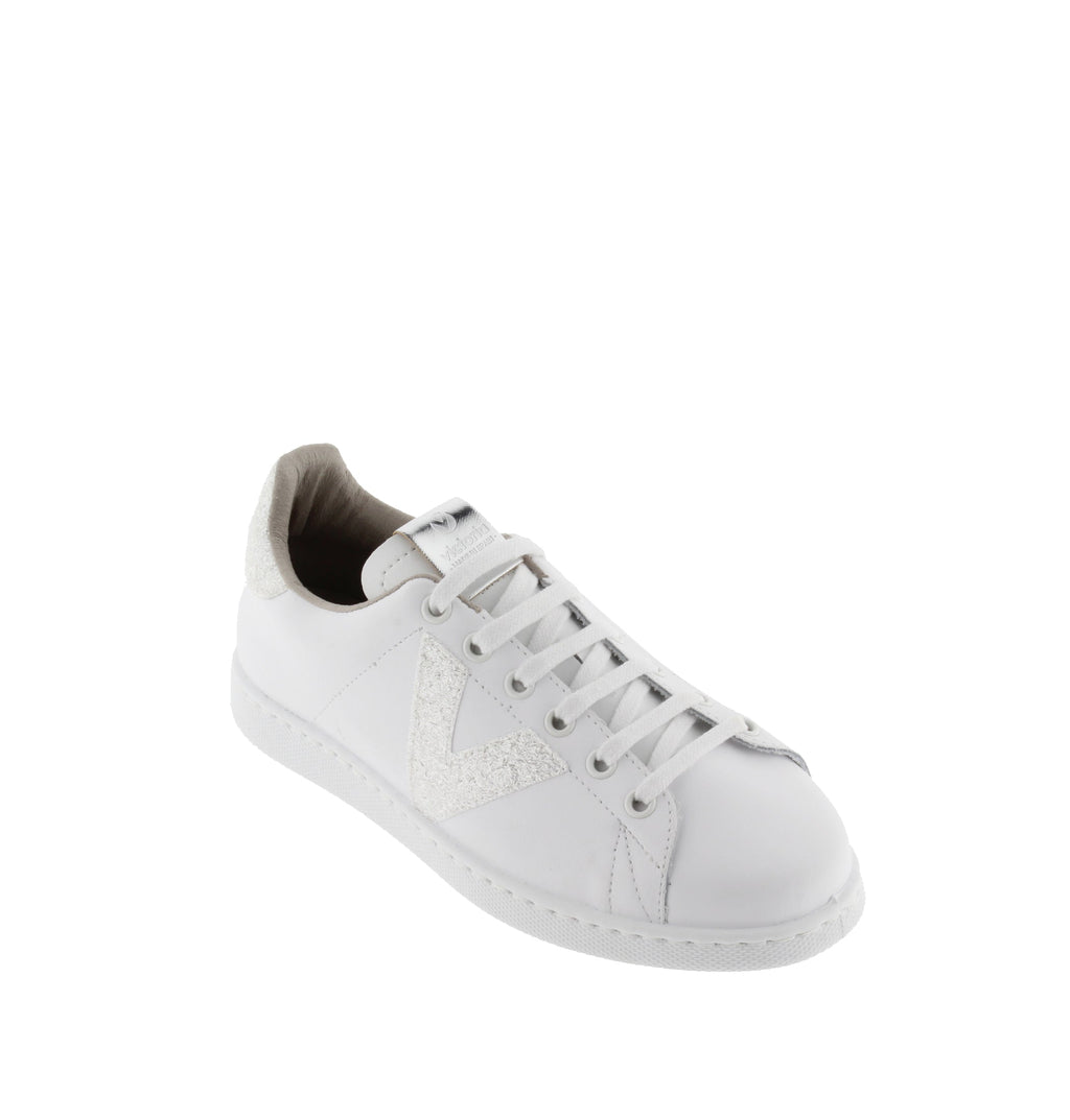 Victoria TENIS PIEL & VIRUTAS GLITTER BLANCO
