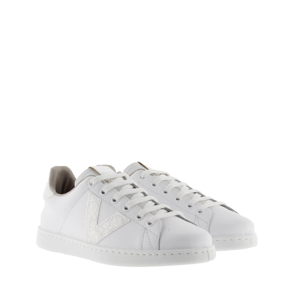 Victoria TENIS PIEL & VIRUTAS GLITTER BLANCO