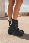 BOTÍN MILITAR NEGRO DE MUJER CON CREMALLERA CENTRAL | 1001 PU NEGRO