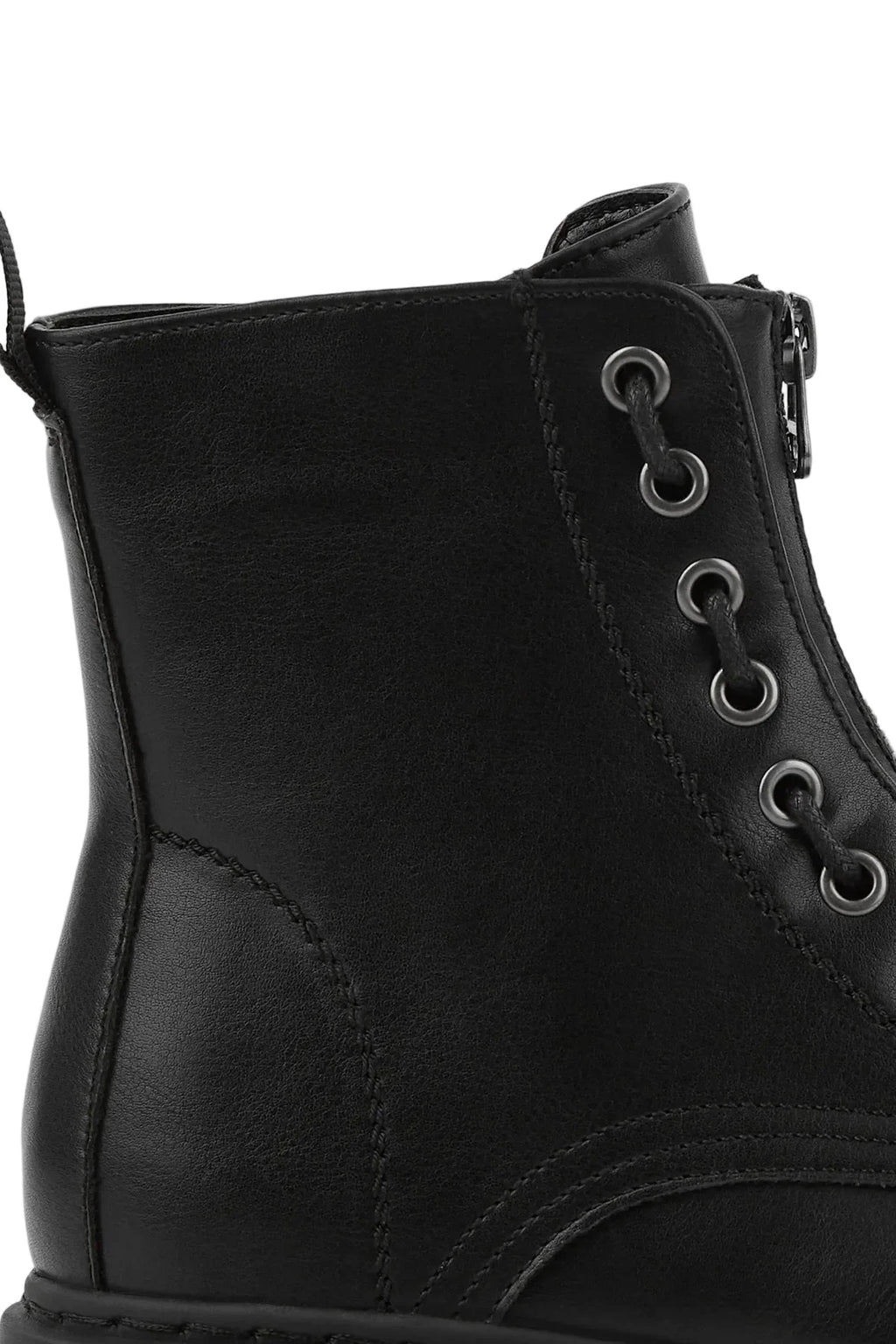 BOTÍN MILITAR NEGRO DE MUJER CON CREMALLERA CENTRAL | 1001 PU NEGRO