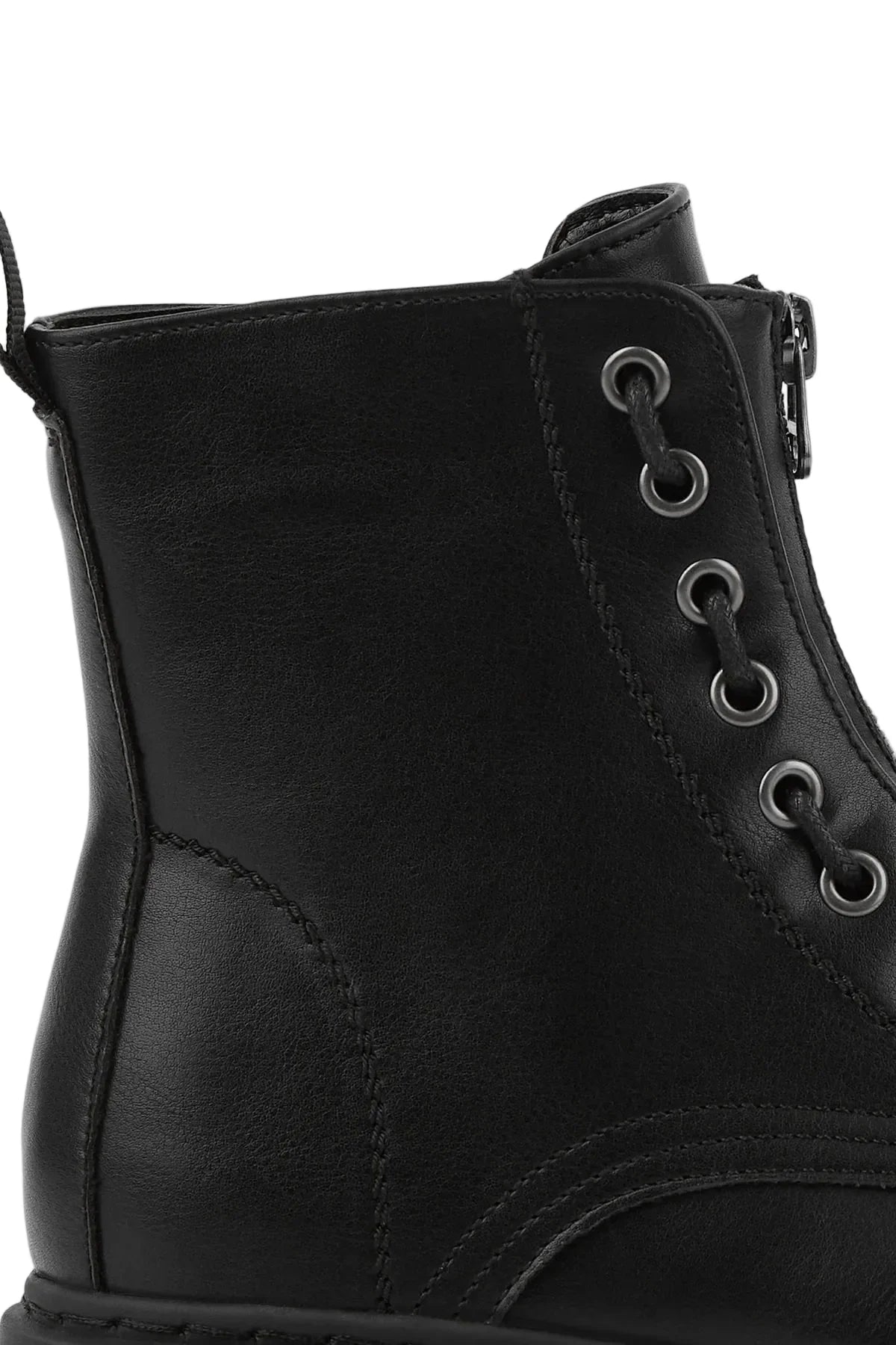BOTÍN MILITAR NEGRO DE MUJER CON CREMALLERA CENTRAL | 1001 PU NEGRO