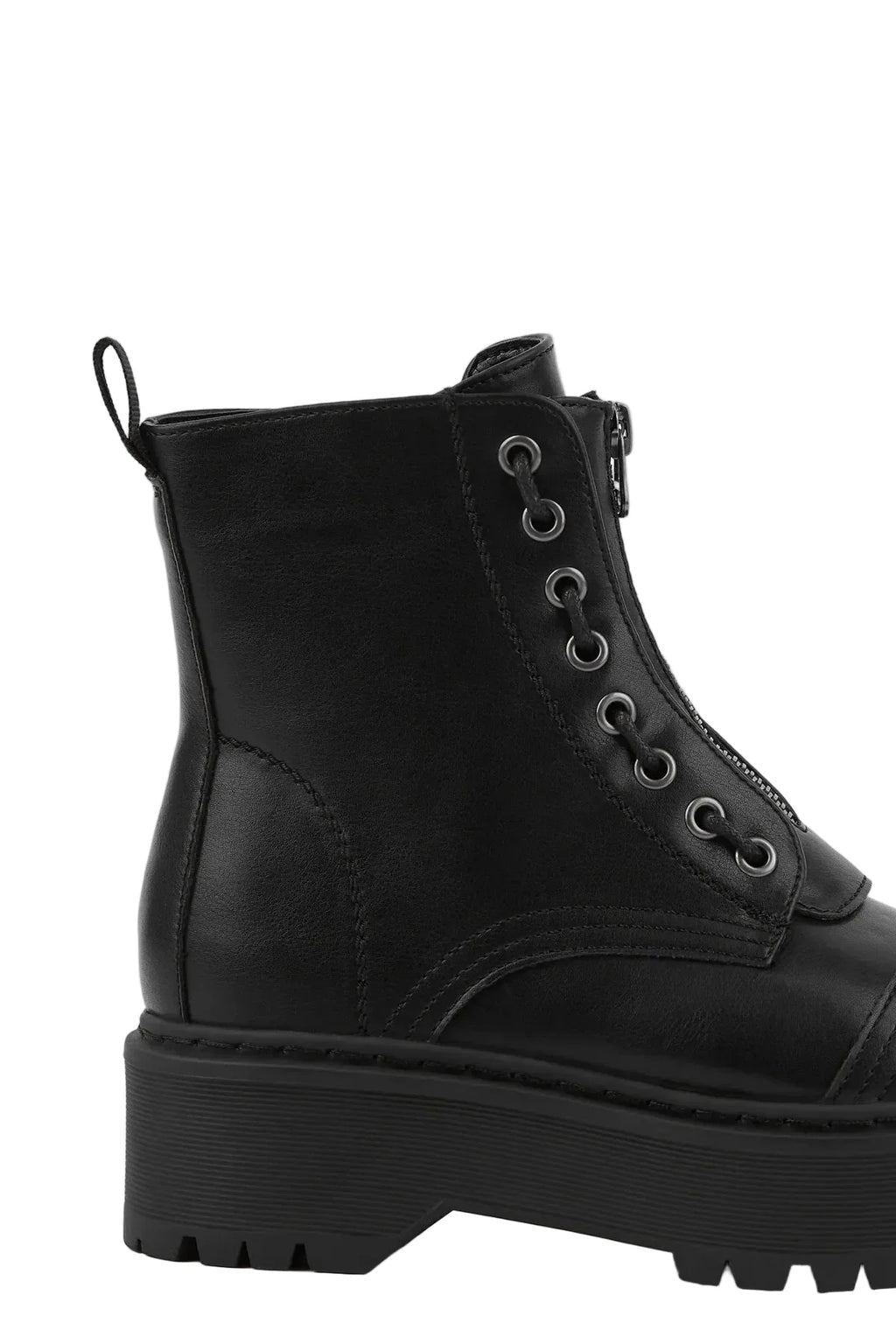 BOTÍN MILITAR NEGRO DE MUJER CON CREMALLERA CENTRAL | 1001 PU NEGRO