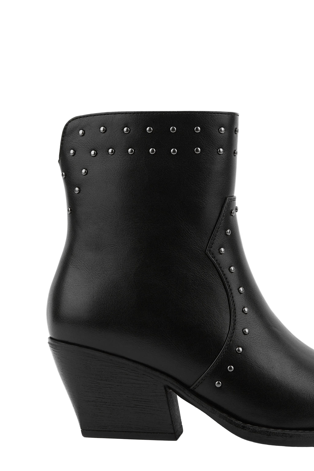 BOTÍN COWBOY NEGRO DE MUJER CON TACÓN Y TACHAS | 2640 PU NEGRO