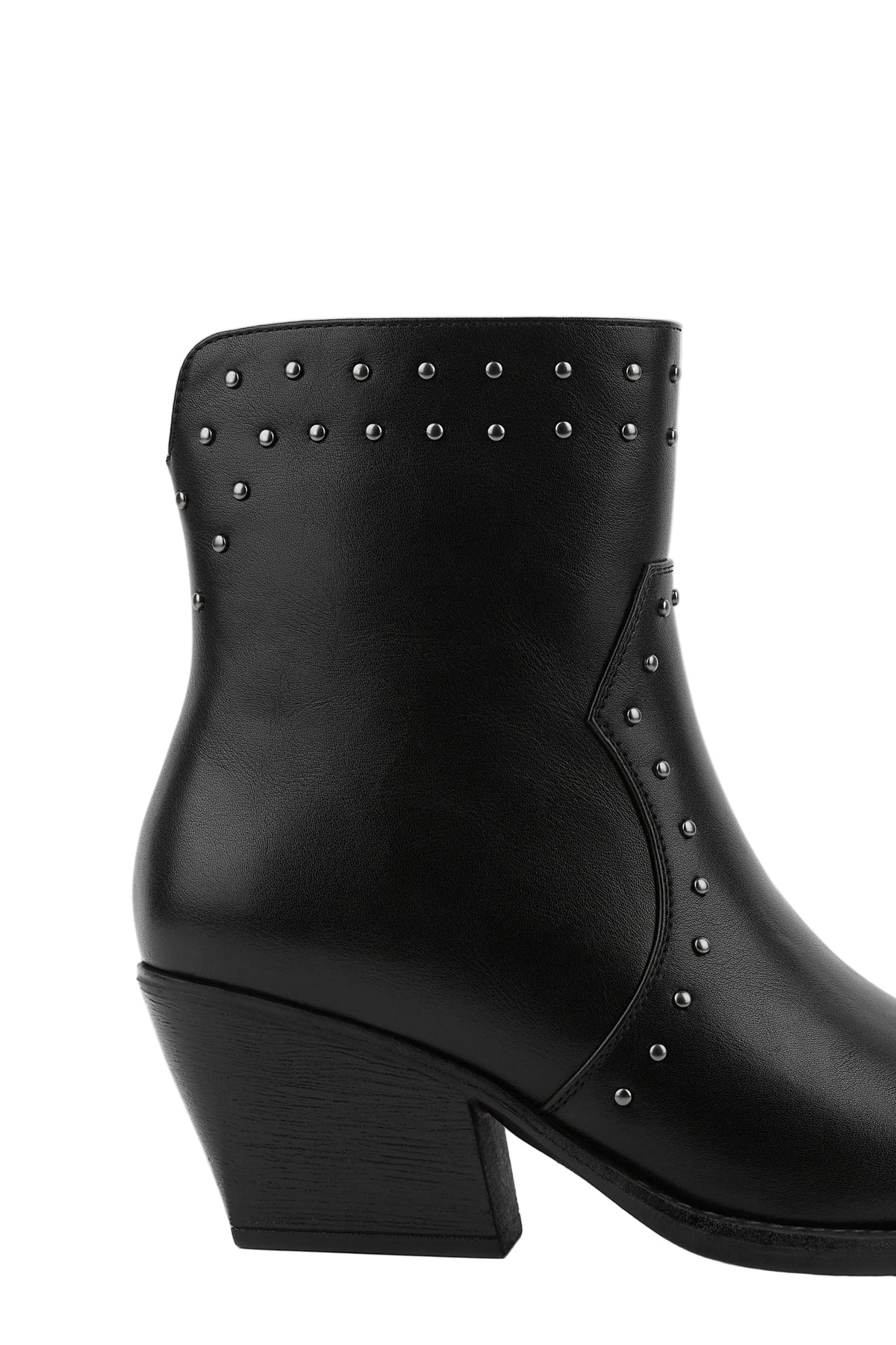 BOTÍN COWBOY NEGRO DE MUJER CON TACÓN Y TACHAS | 2640 PU NEGRO