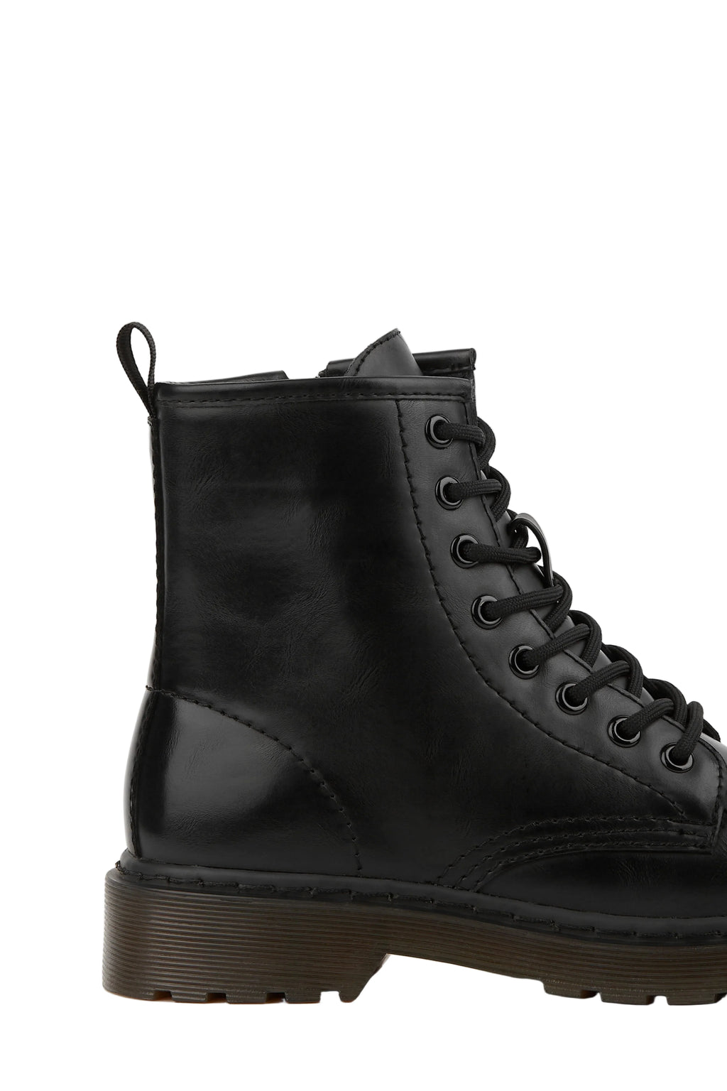 BOTÍN MILITAR DE MUJER CON CORDONES | 2467 PU NEGRO