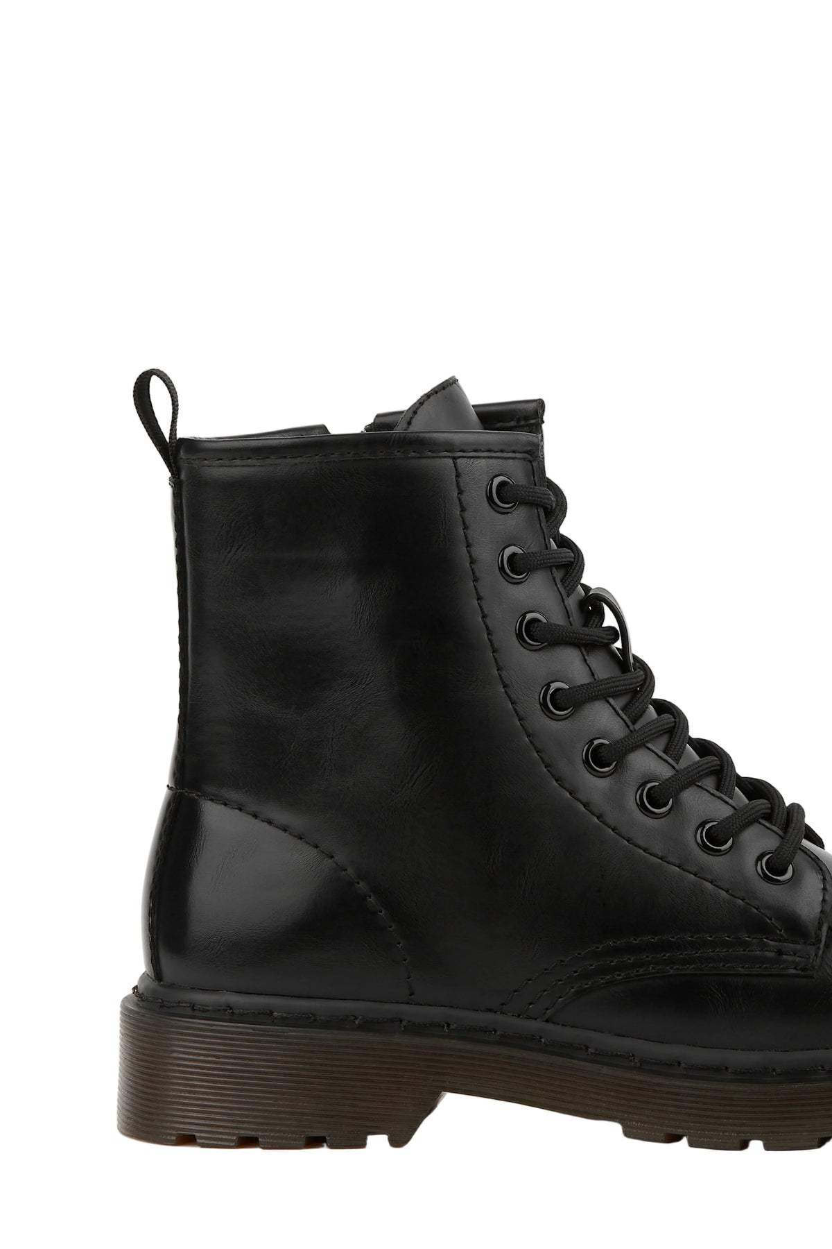 BOTÍN MILITAR DE MUJER CON CORDONES | 2467 PU NEGRO