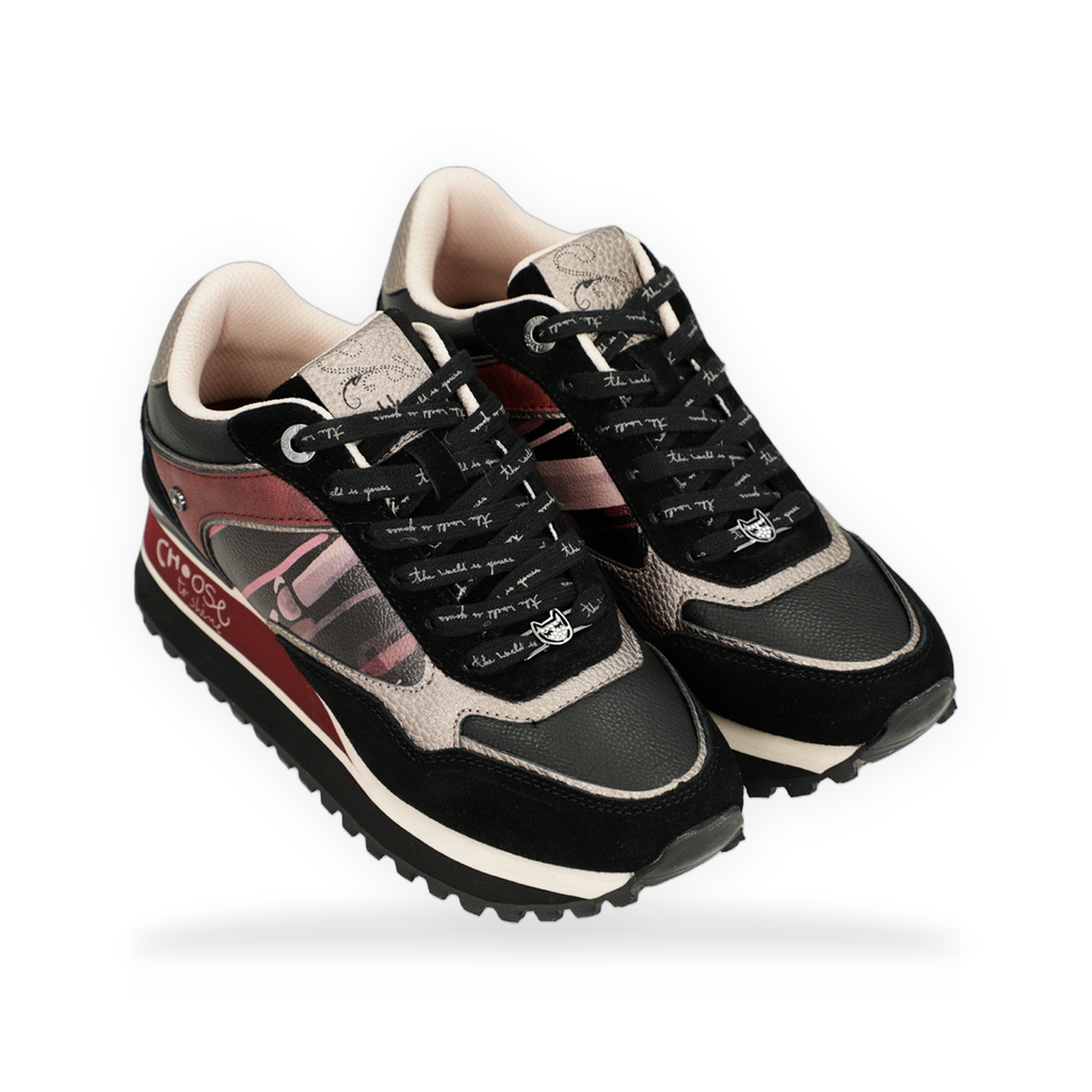 Anekke - Deportivos plataforma negro estampado
