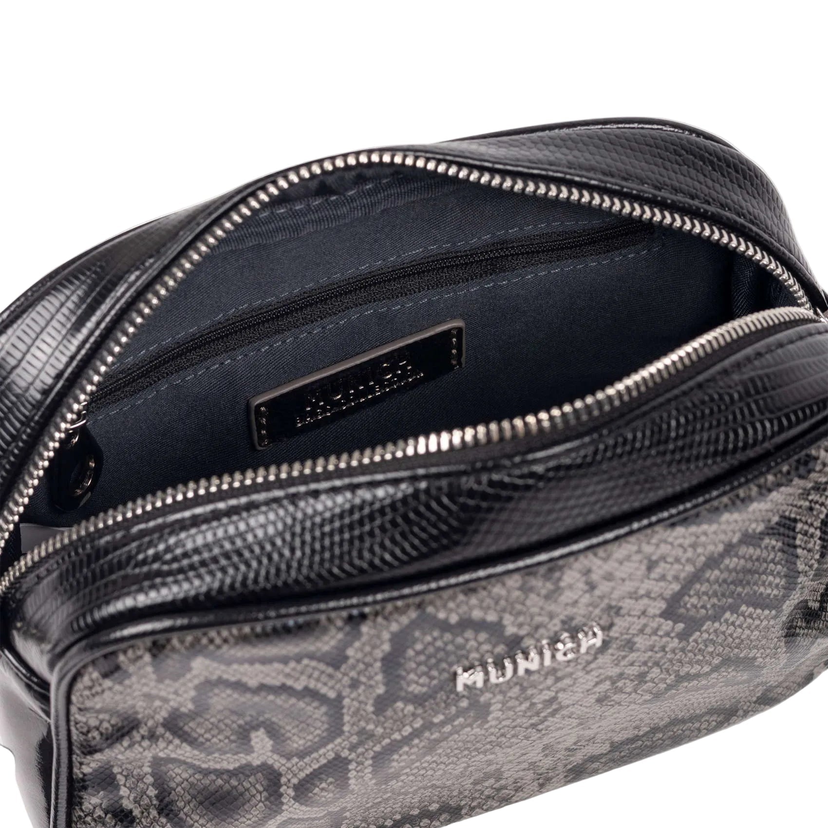 Munich Block Fun Black Lizard Crossbody Camera 7113623