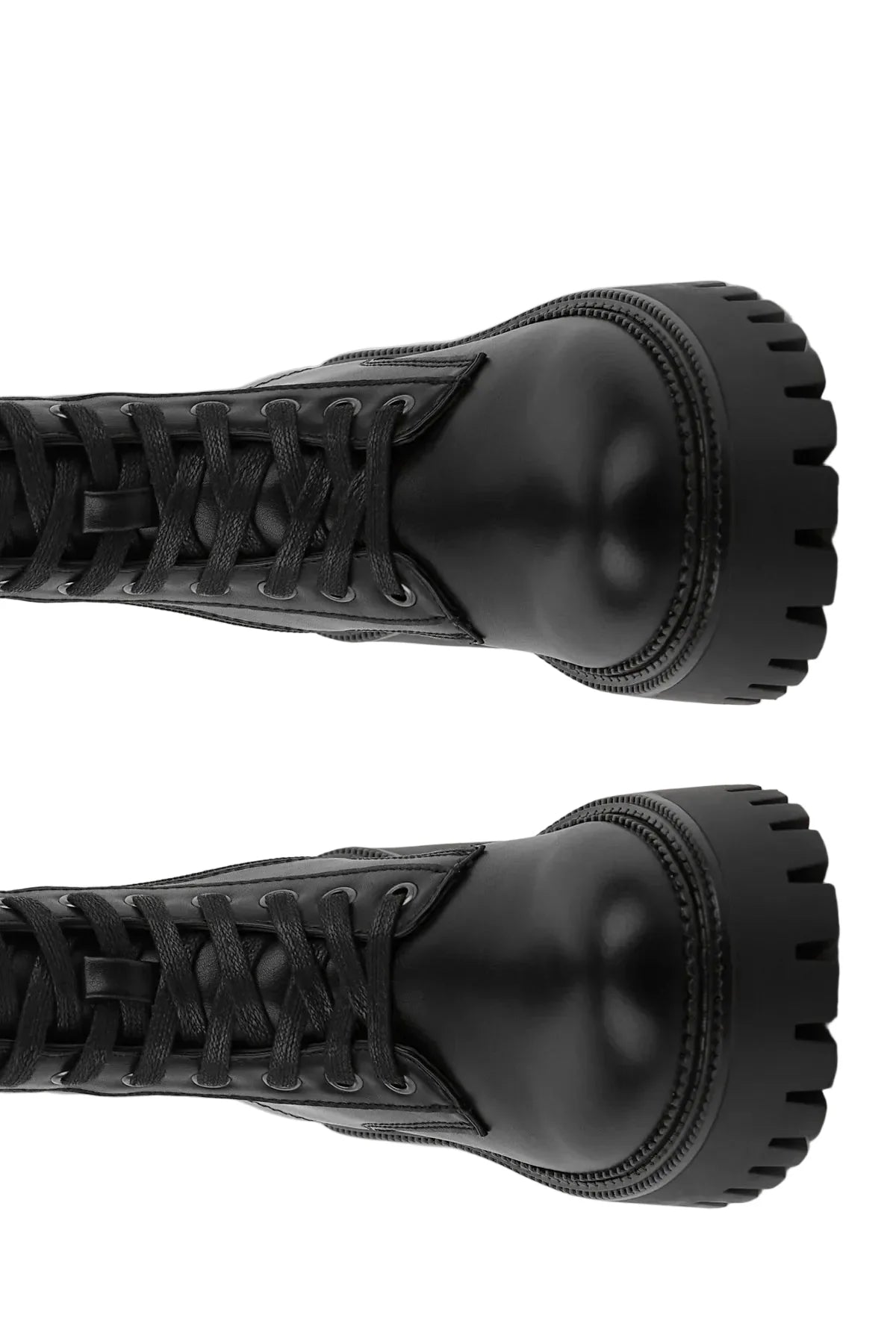 BOTA ALTA MILITAR NEGRA DE MUJER CON CORDONES | 2610 PU NEGRO