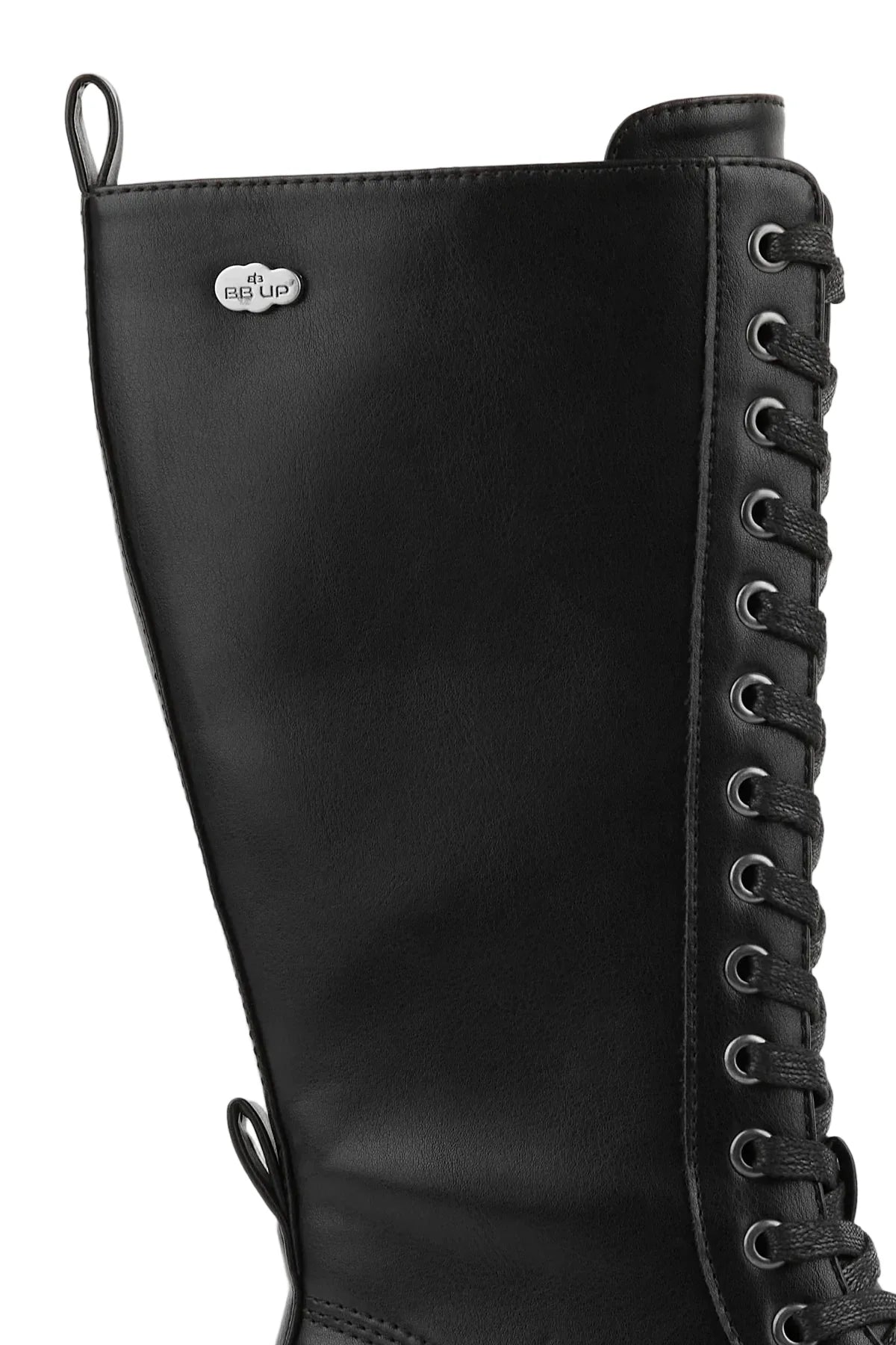 BOTA ALTA MILITAR NEGRA DE MUJER CON CORDONES | 2610 PU NEGRO