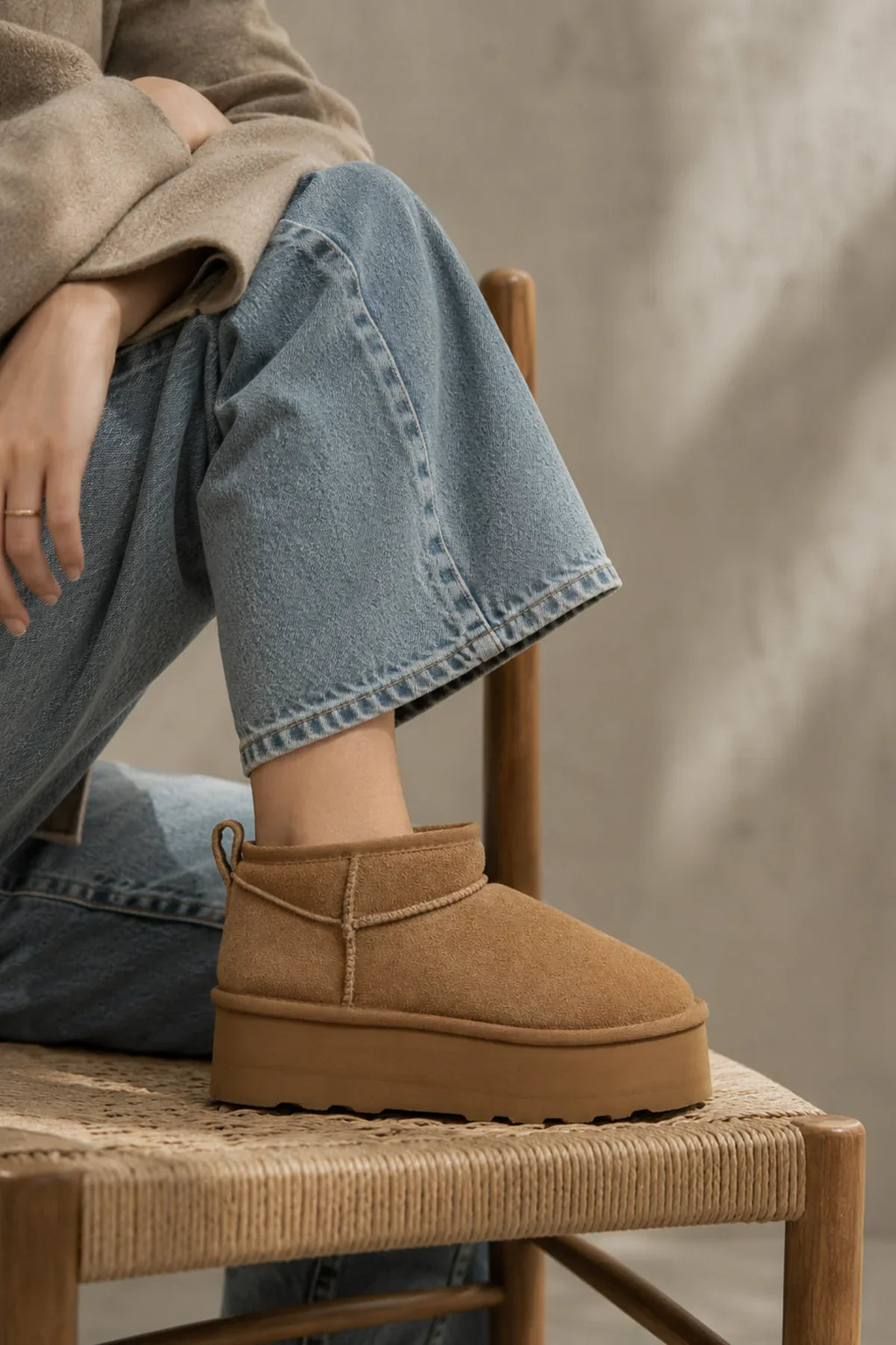 BOTÍN DE MUJER EN PIEL SERRAJE CON DOBLE SUELA | 1029 SERRAJE BEIGE
