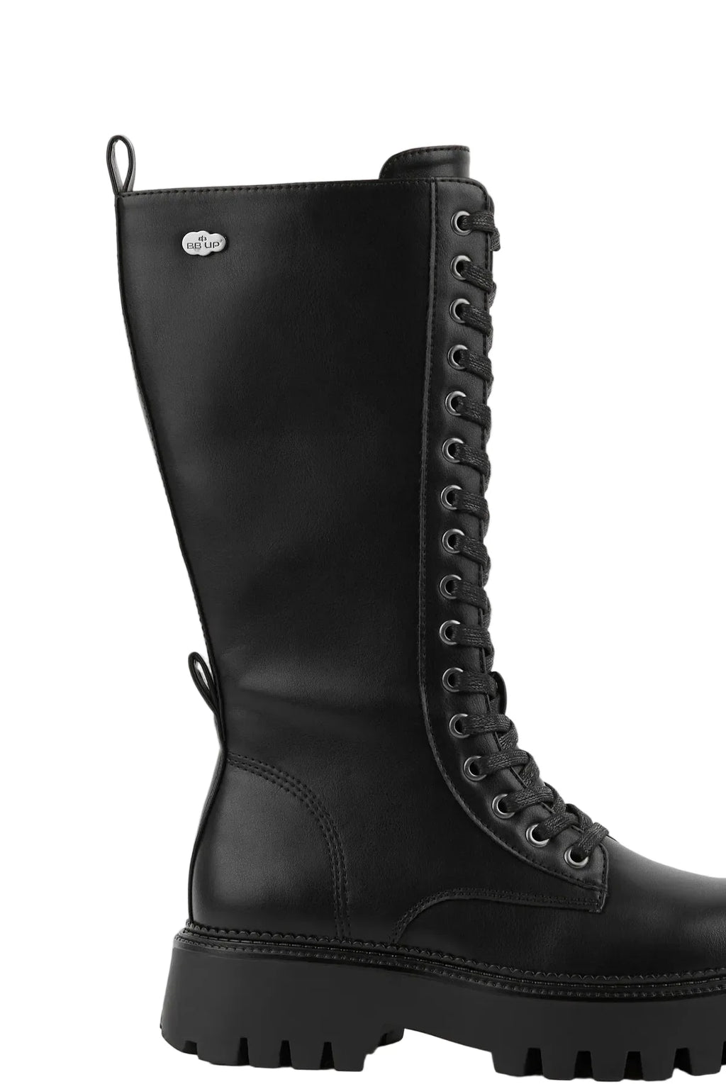 BOTA ALTA MILITAR NEGRA DE MUJER CON CORDONES | 2610 PU NEGRO