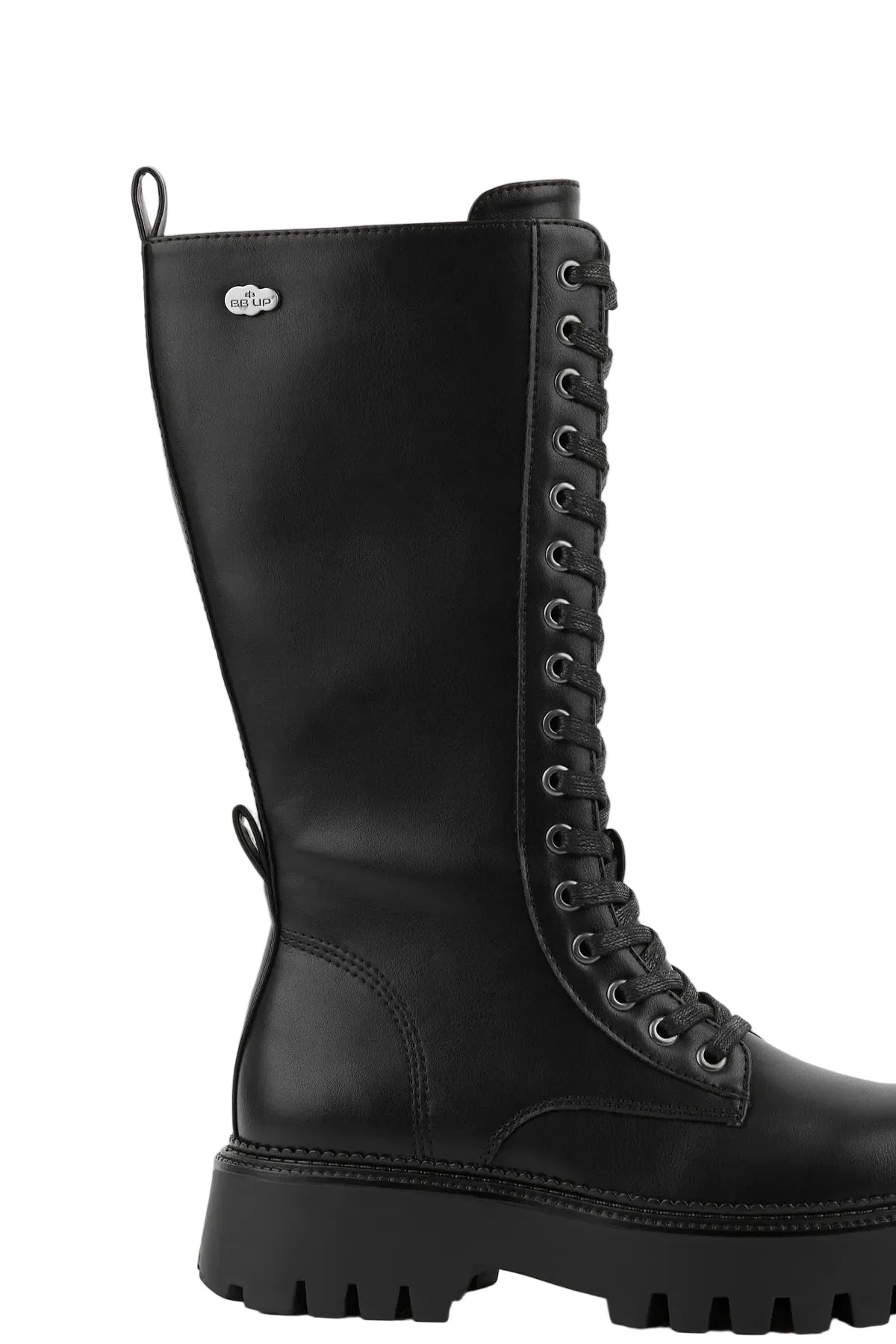 BOTA ALTA MILITAR NEGRA DE MUJER CON CORDONES | 2610 PU NEGRO