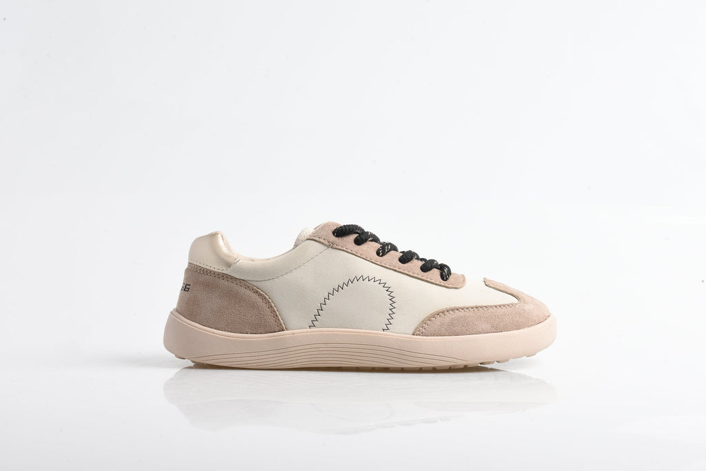 ZAPATILLA BAREFOOT BEIGE DE MUJER CON DETALLES NEGROS | 2700 Beige-Oro