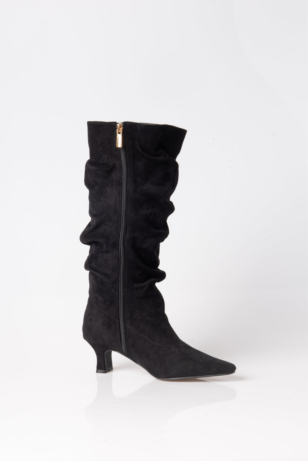 BOTA NEGRA DE MUJER CON TACÓN Y CAÑA FRUNCIDA | 2745 ANTE Negro