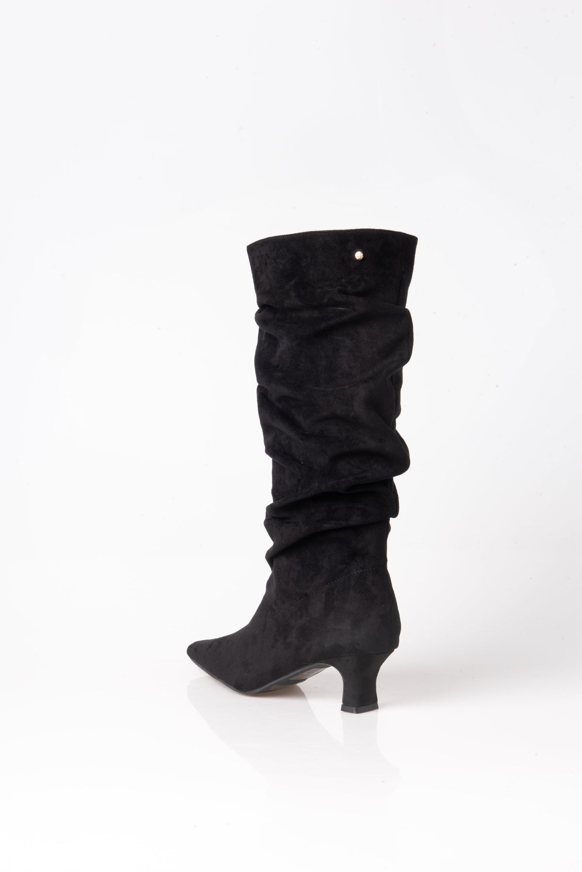 BOTA NEGRA DE MUJER CON TACÓN Y CAÑA FRUNCIDA | 2745 ANTE Negro