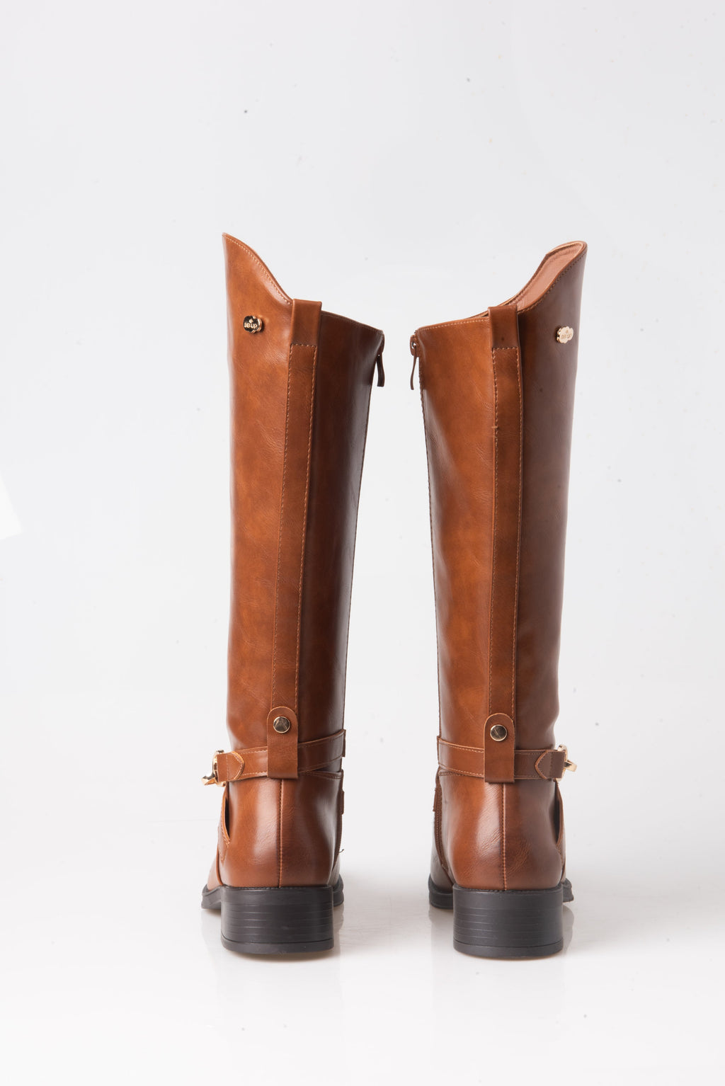 BOTA ALTA CAMEL DE MUJER ESTILO ECUESTRE CON HEBILLA | 2720 PU Camel