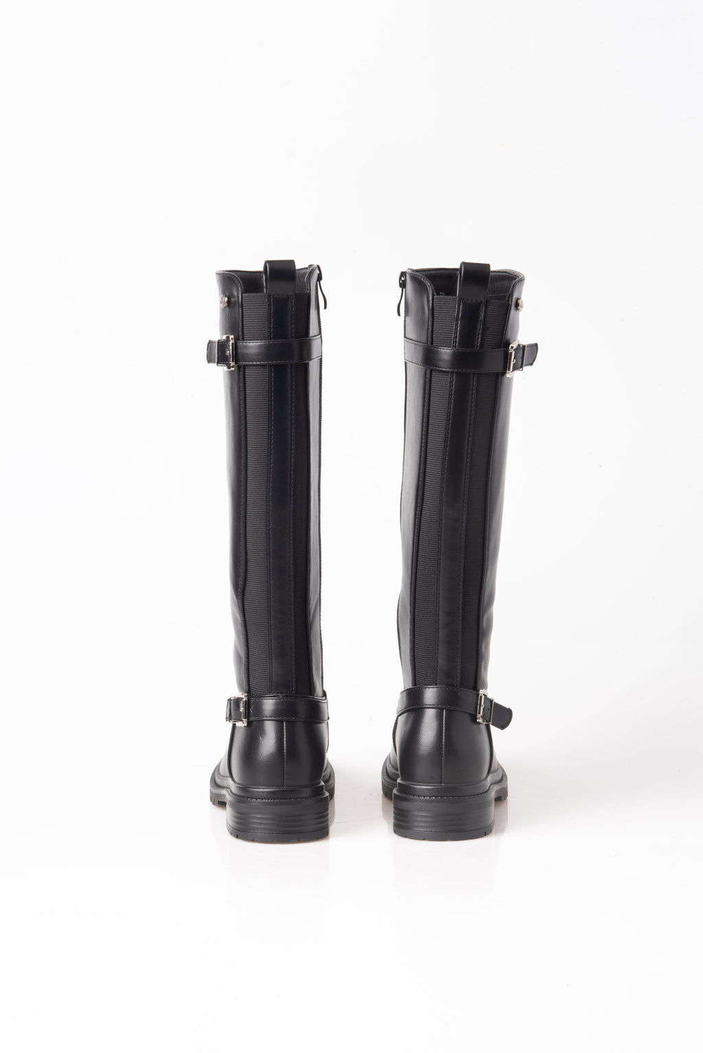 BOTA ALTA NEGRA DE MUJER CON HEBILLA Y TACÓN BAJO | 2721 PU Negro