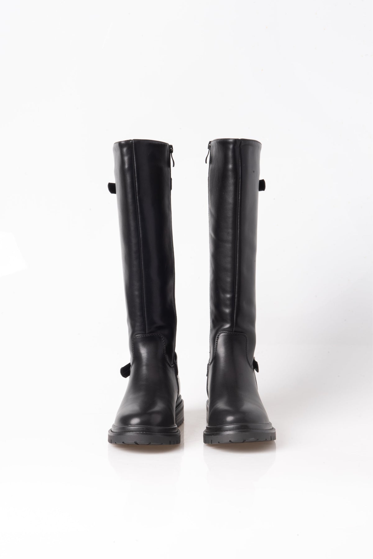 BOTA ALTA NEGRA DE MUJER CON HEBILLA Y TACÓN BAJO | 2721 PU Negro