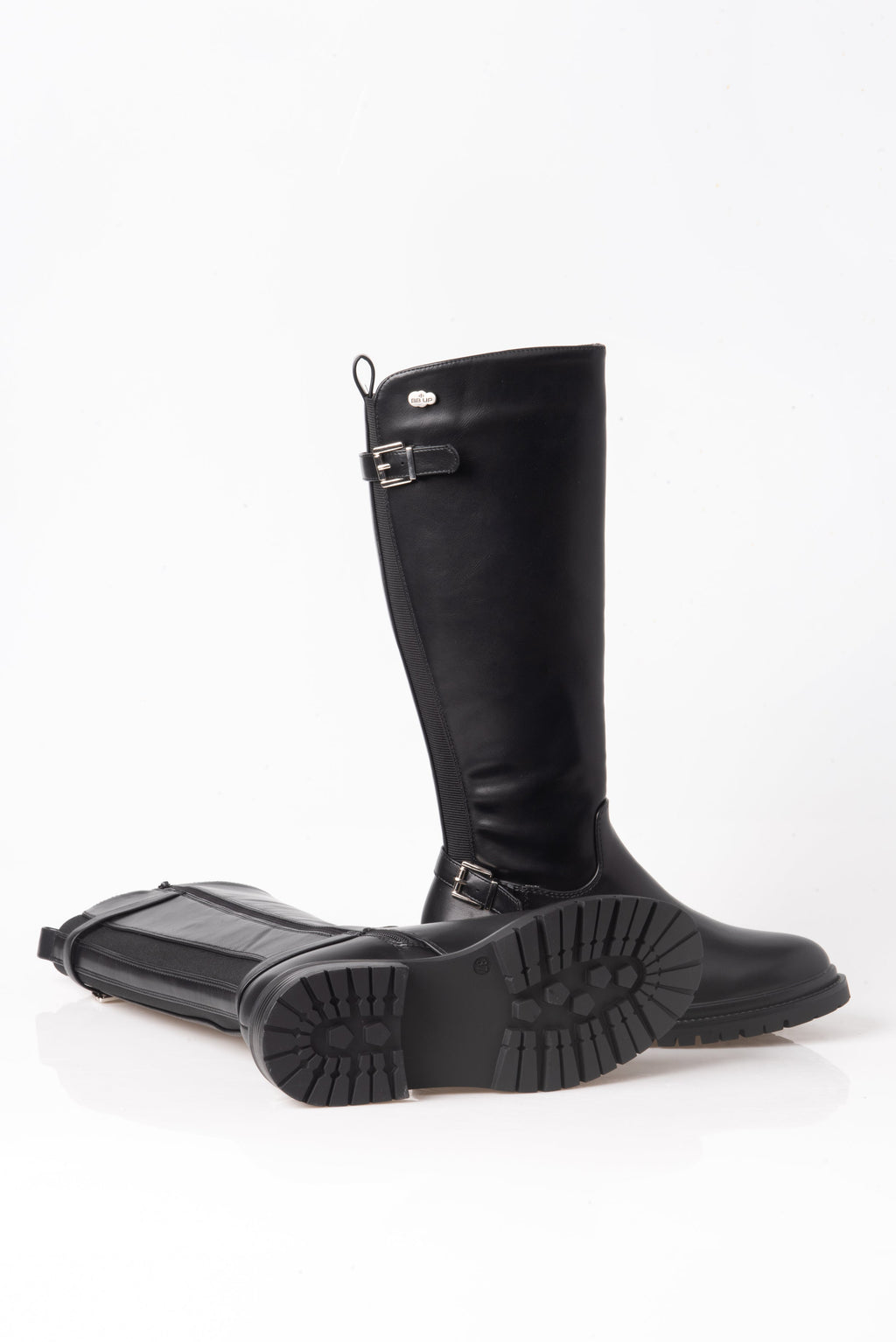 BOTA ALTA NEGRA DE MUJER CON HEBILLA Y TACÓN BAJO | 2721 PU Negro