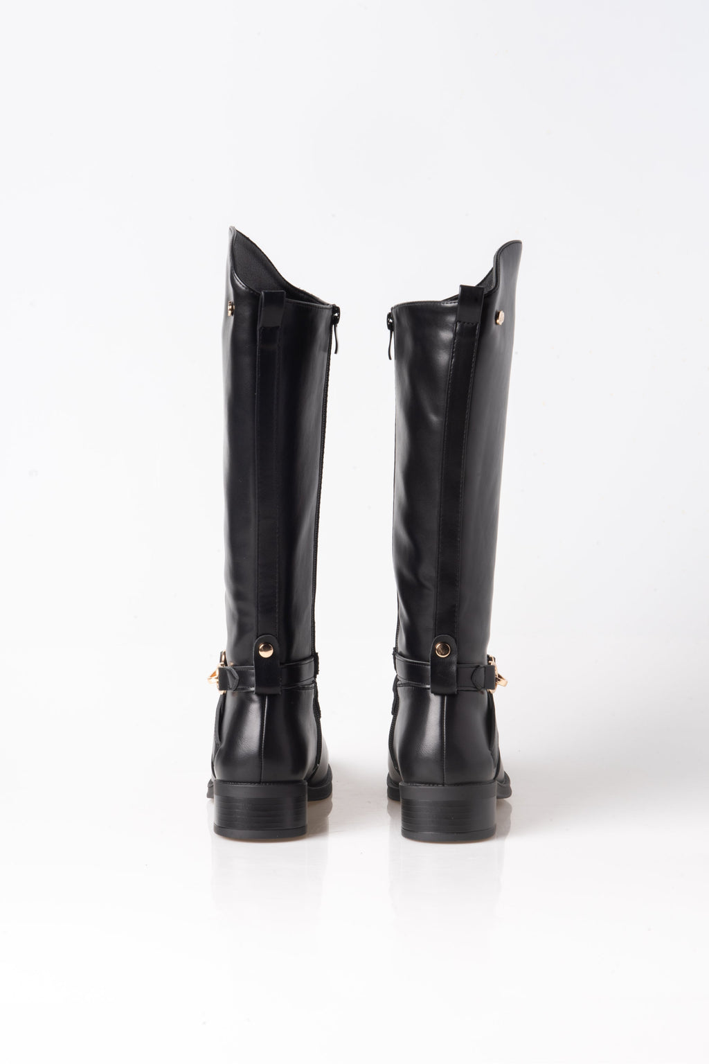 BOTA ALTA NEGRA DE MUJER ESTILO ECUESTRE CON HEBILLA | 2720 PU Negro