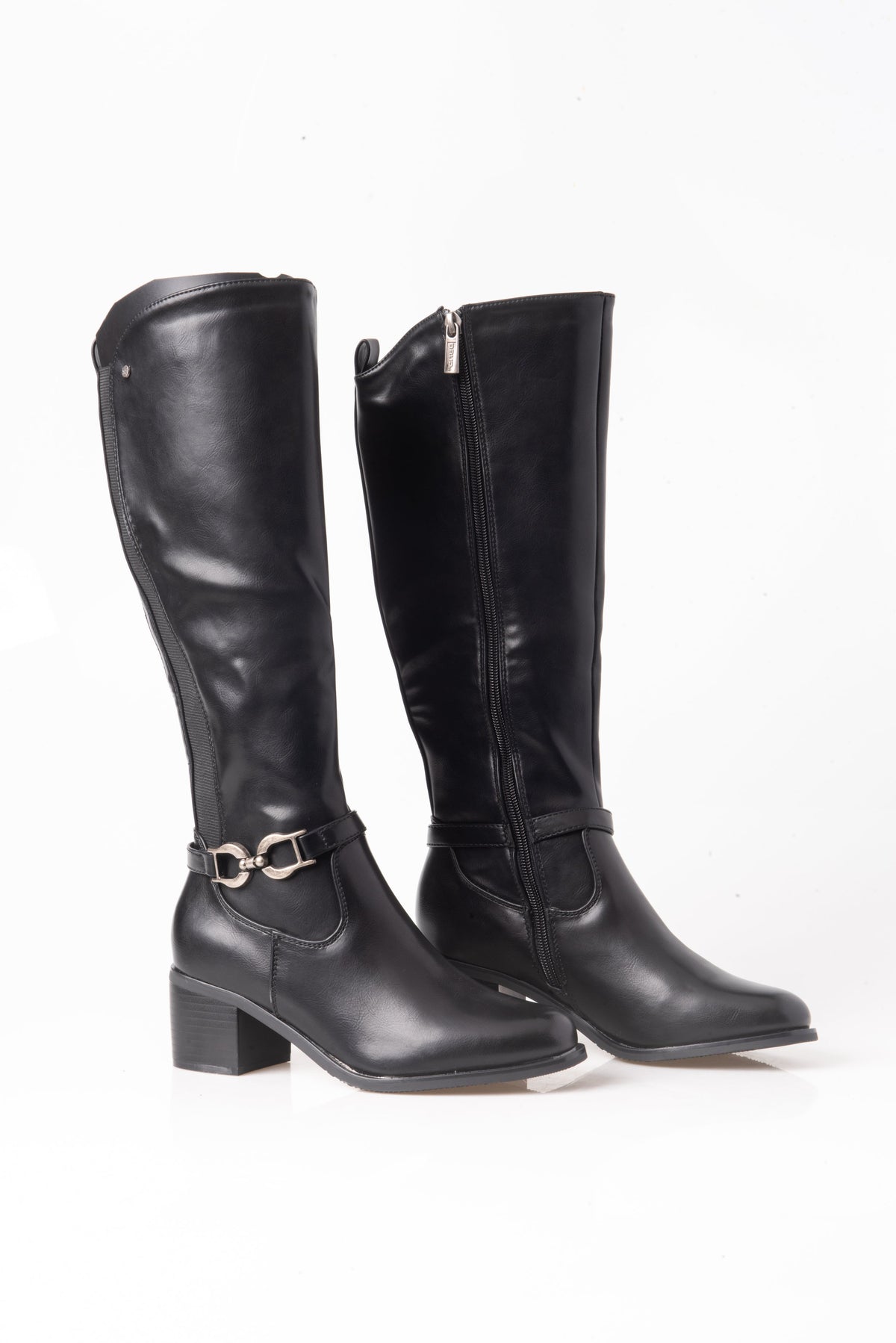 BOTA ALTA NEGRA DE MUJER CON HEBILLA DORADA | 2741 PU Negro