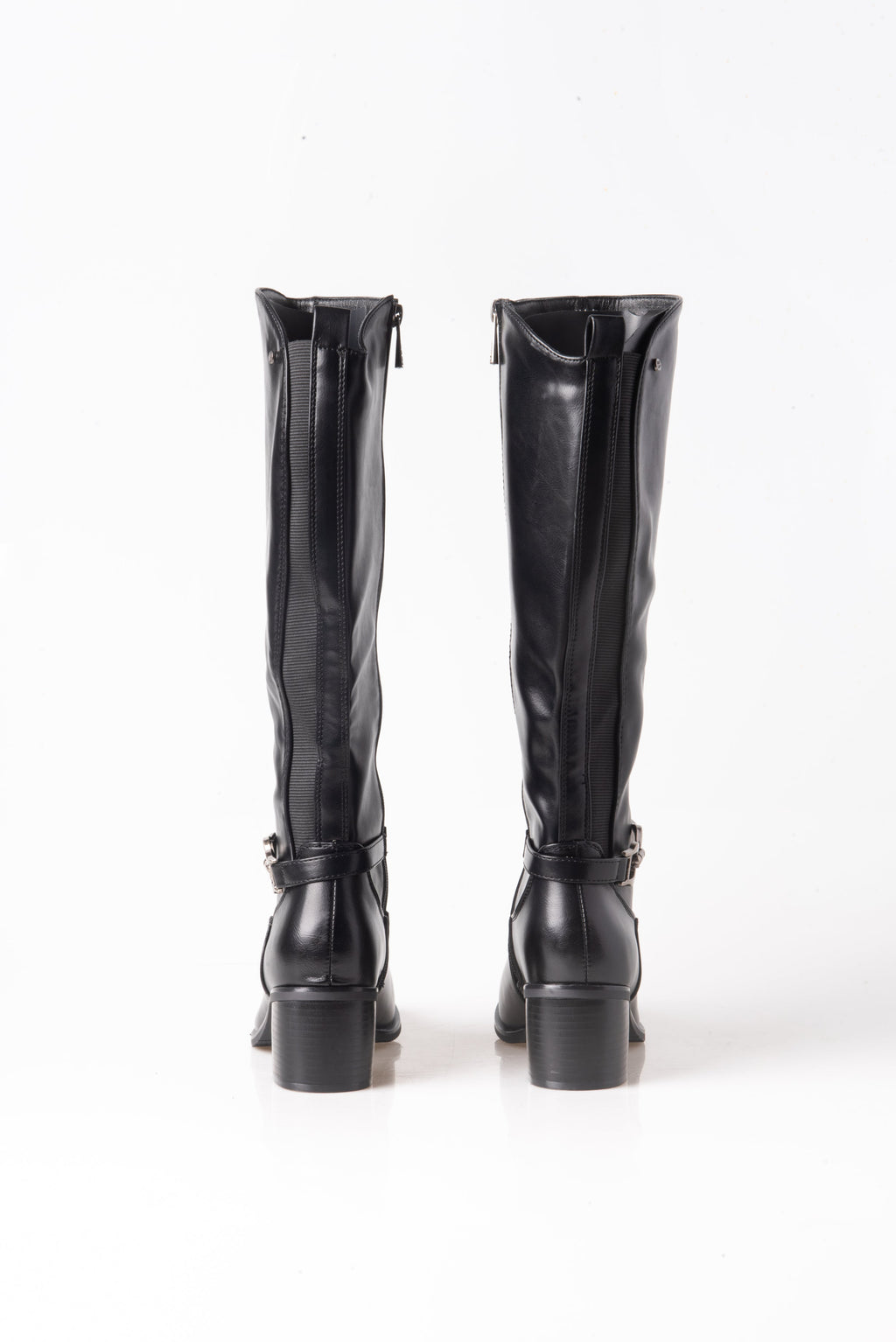 BOTA ALTA NEGRA DE MUJER CON HEBILLA DORADA | 2741 PU Negro