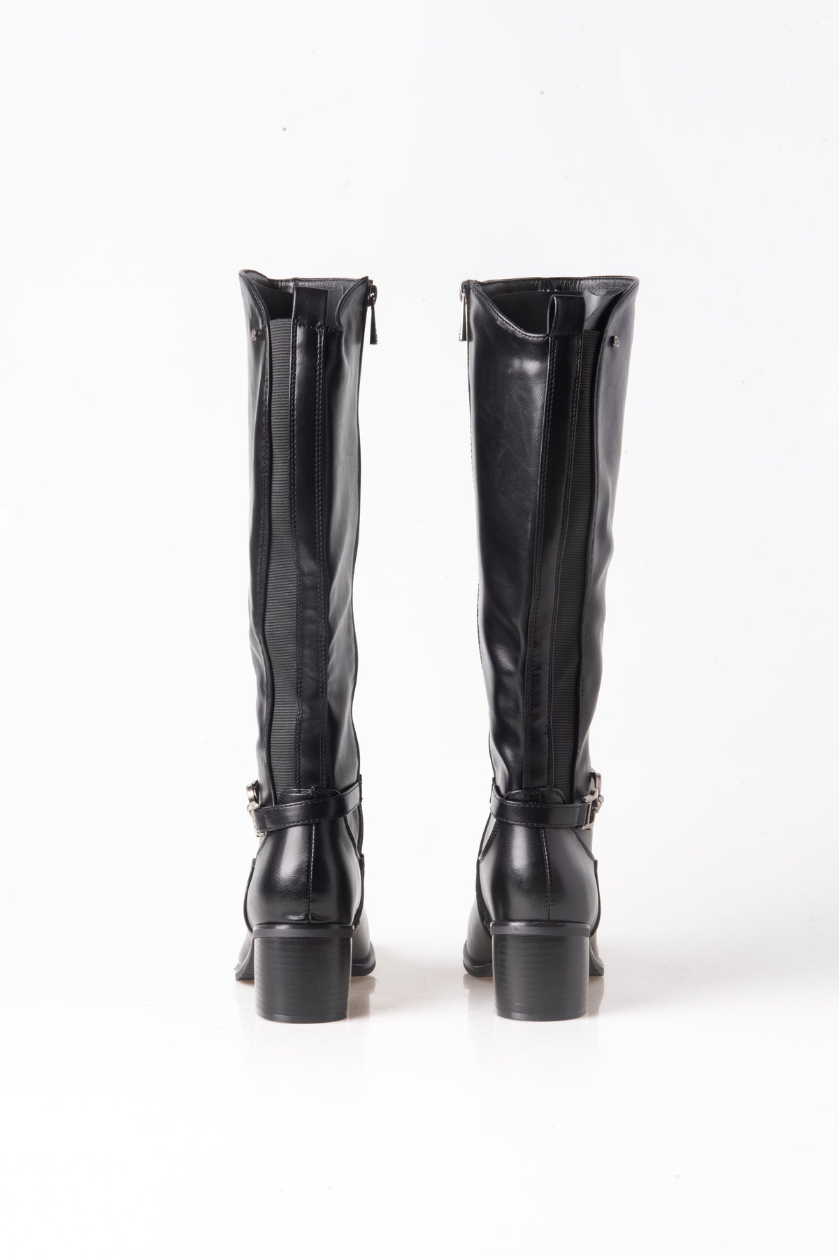 BOTA ALTA NEGRA DE MUJER CON HEBILLA DORADA | 2741 PU Negro