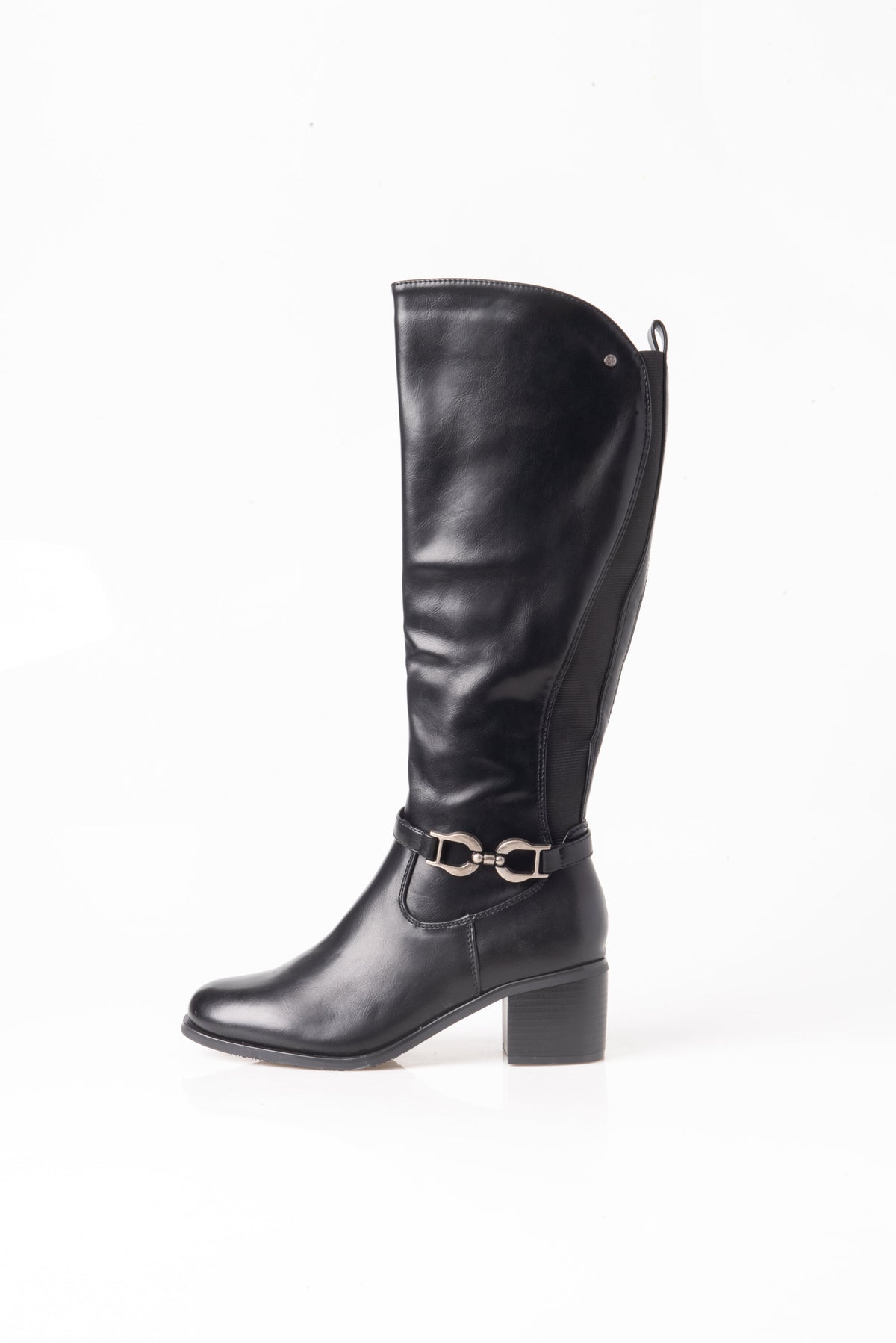 BOTA ALTA NEGRA DE MUJER CON HEBILLA DORADA | 2741 PU Negro