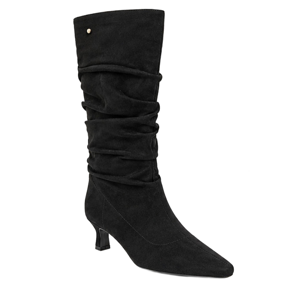 BOTA NEGRA DE MUJER CON TACÓN Y CAÑA FRUNCIDA | 2745 ANTE Negro