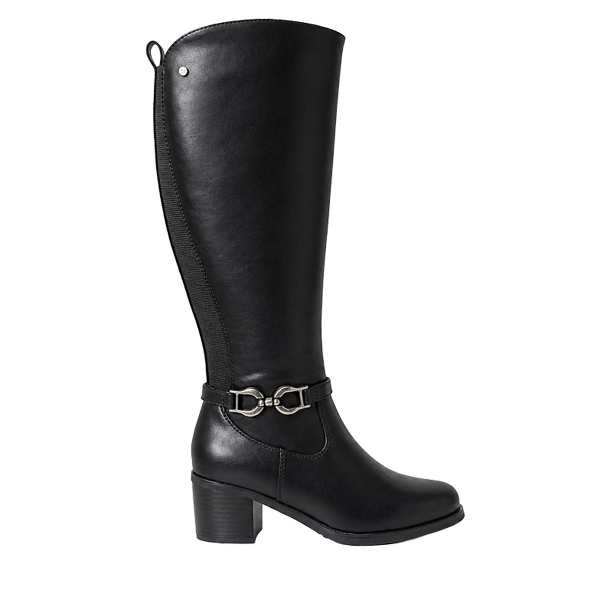 BOTA ALTA NEGRA DE MUJER CON HEBILLA DORADA | 2741 PU Negro