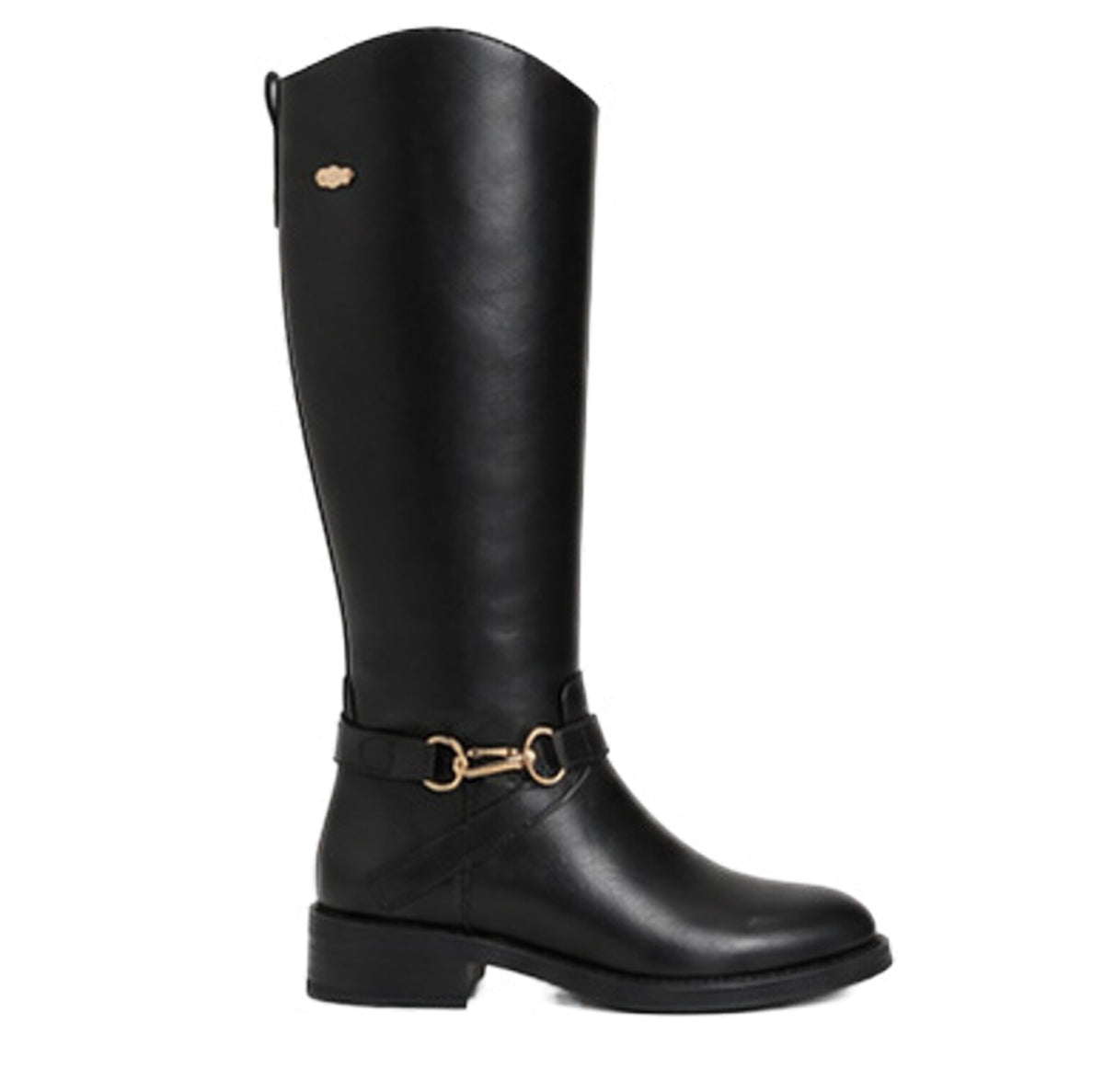 BOTA ALTA NEGRA DE MUJER ESTILO ECUESTRE CON HEBILLA | 2720 PU Negro