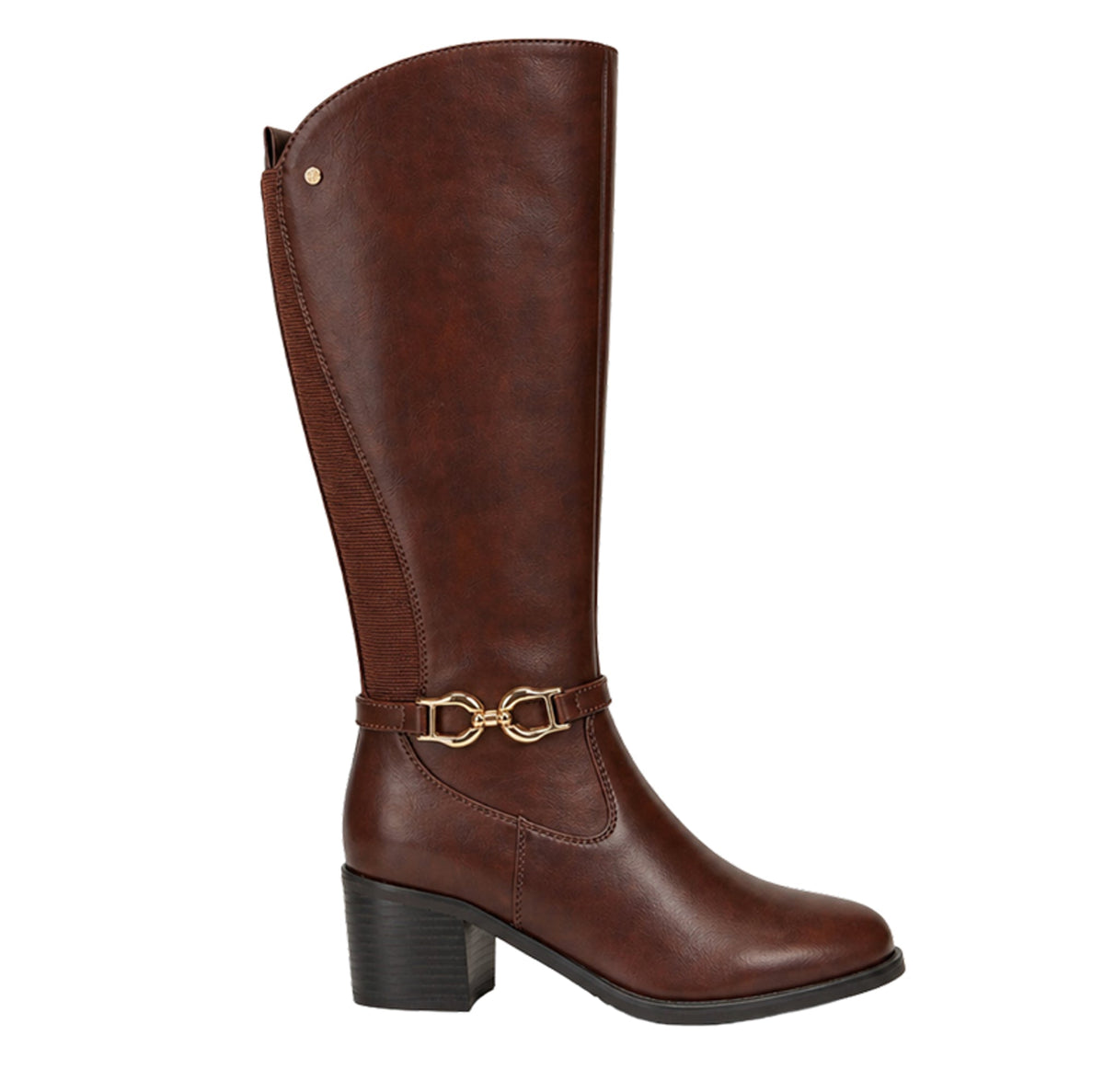 BOTA ALTA MARRÓN DE MUJER ESTILO ECUESTRE CON TACÓN BAJO | 2741 PU Café