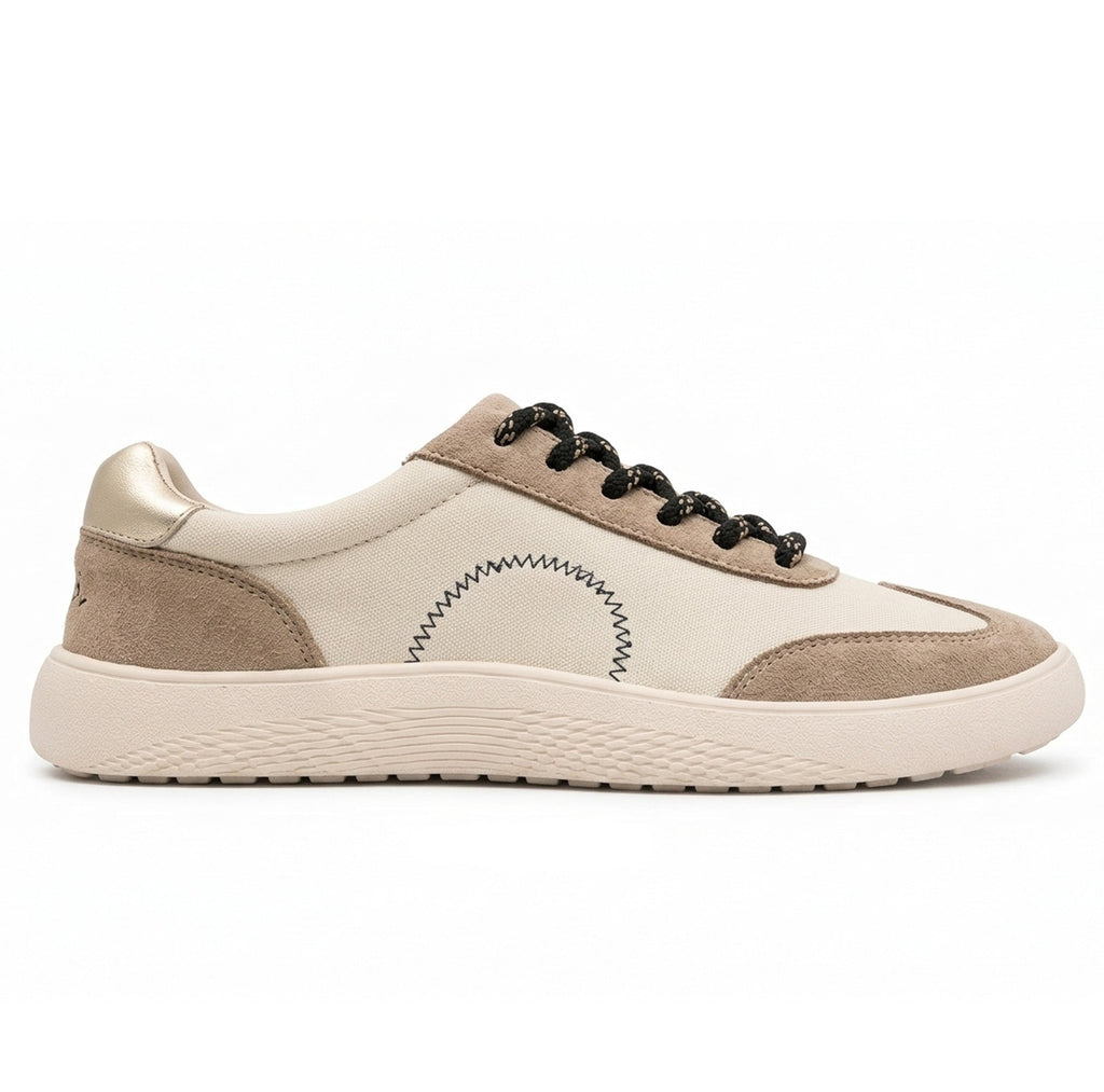 ZAPATILLA BAREFOOT BEIGE DE MUJER CON DETALLES NEGROS | 2700 Beige-Oro