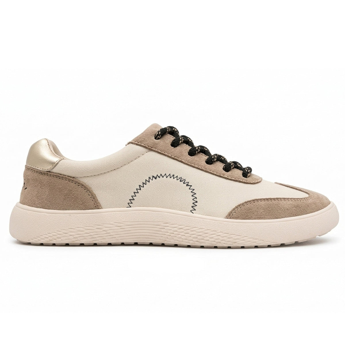 ZAPATILLA BAREFOOT BEIGE DE MUJER CON DETALLES NEGROS | 2700 Beige-Oro