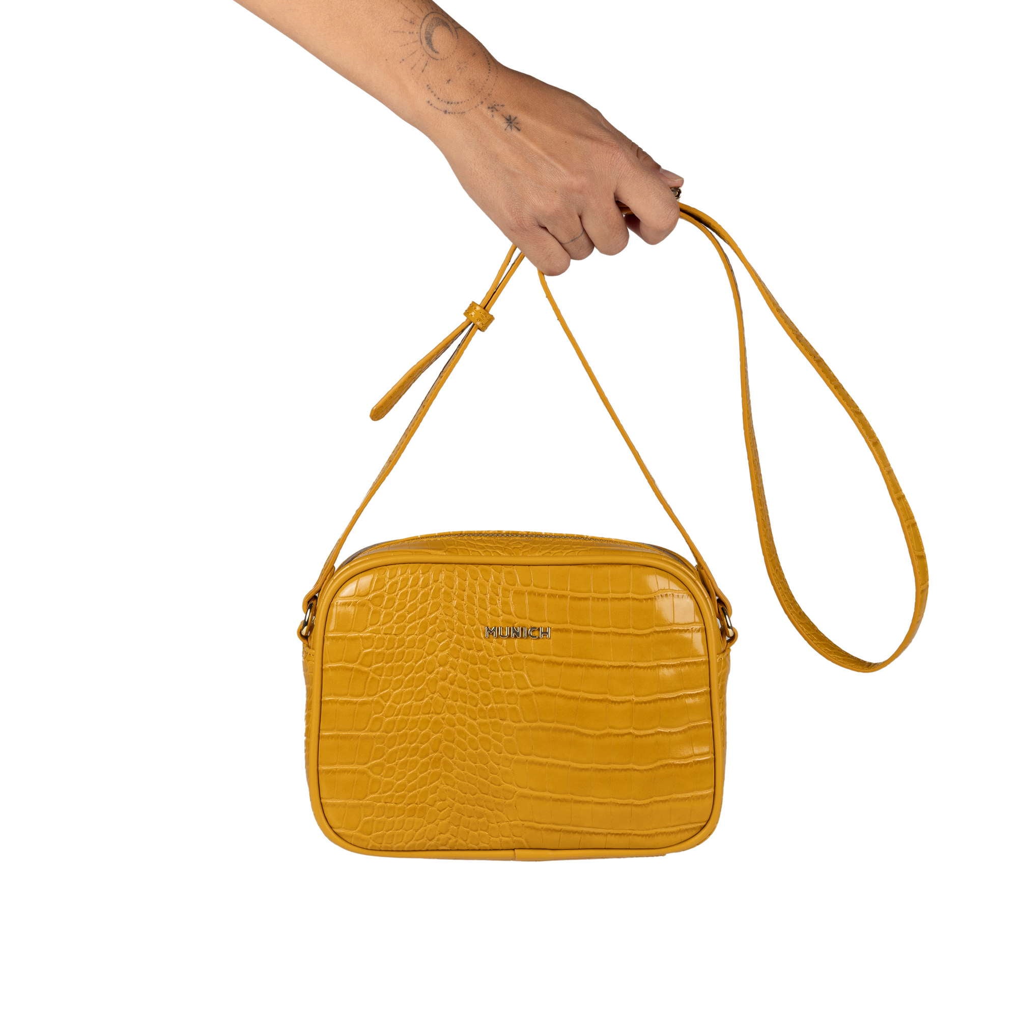 Munich 7113423 Block Croco Fw25 Crossbody Camera Moustard