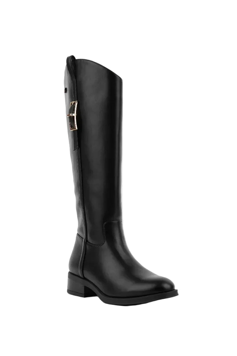 BOTA ALTA NEGRA DE MUJER CON ASPECTO HÍPICA | 2639 PU NEGRO
