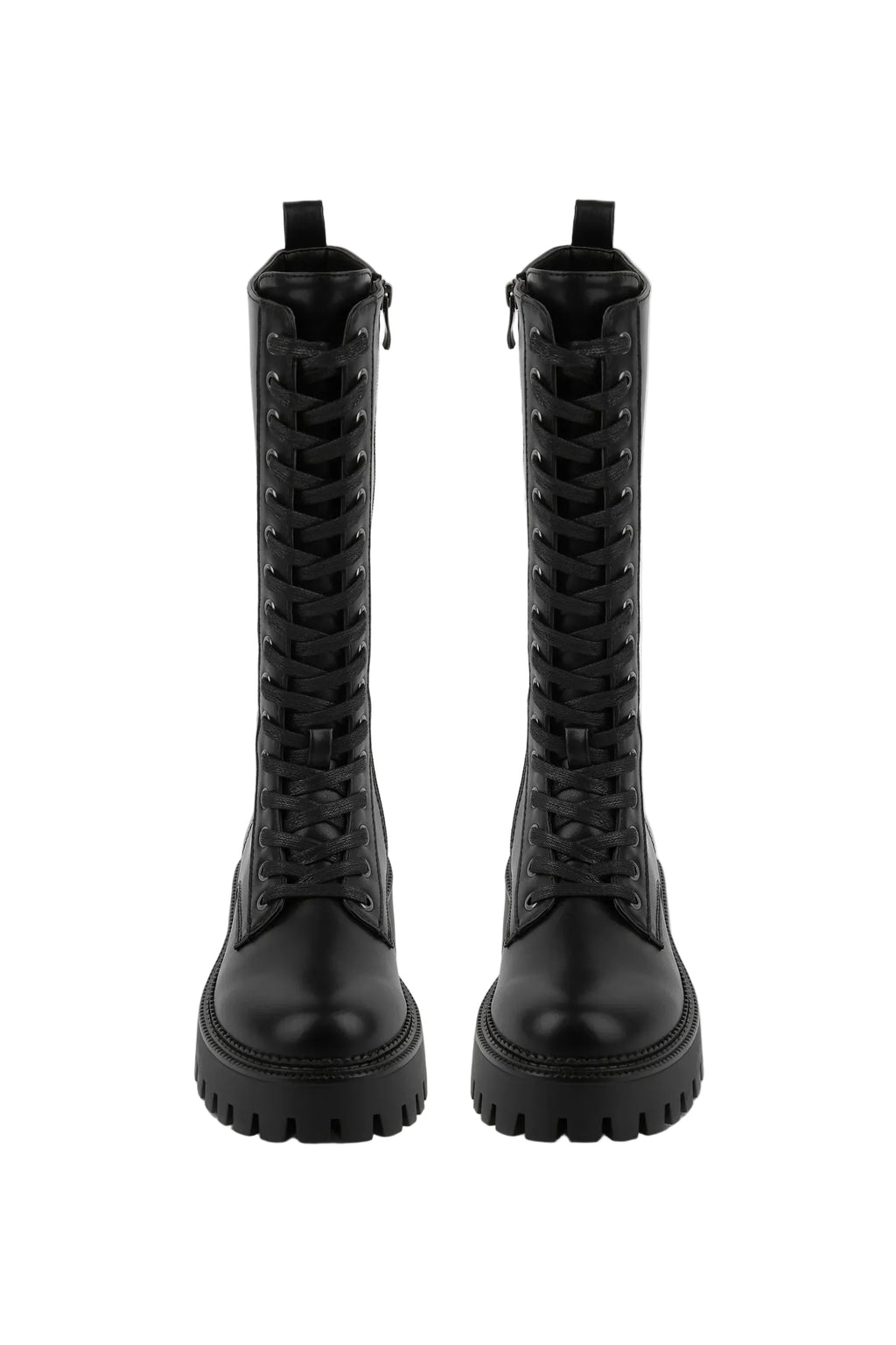 BOTA ALTA MILITAR NEGRA DE MUJER CON CORDONES | 2610 PU NEGRO