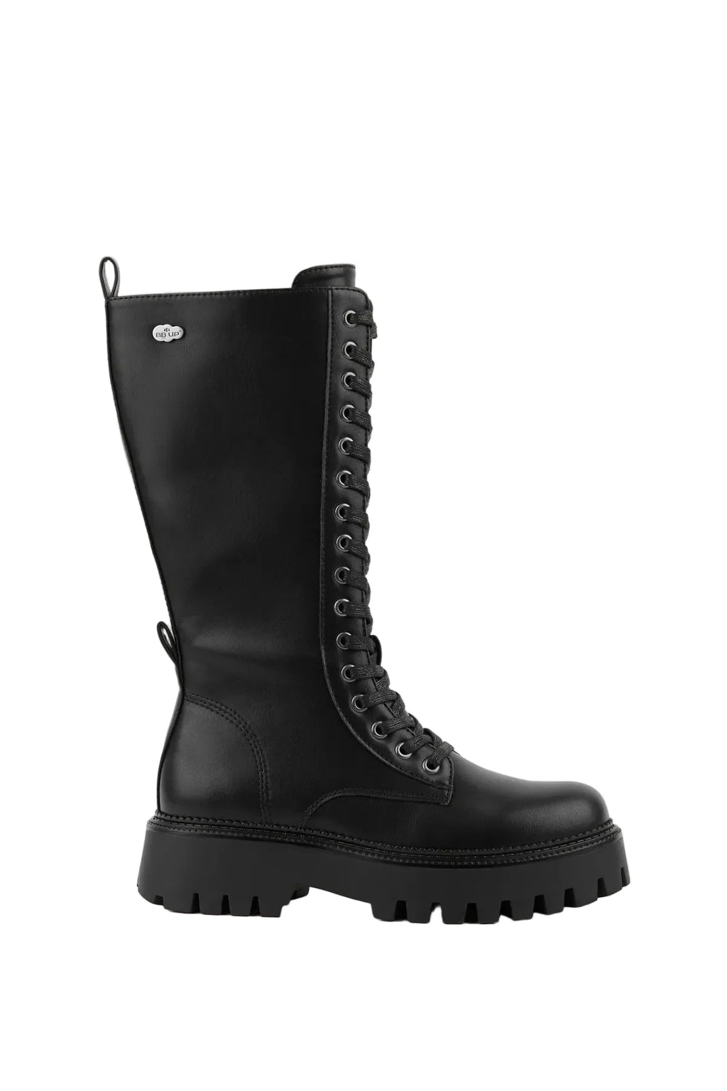 BOTA ALTA MILITAR NEGRA DE MUJER CON CORDONES | 2610 PU NEGRO