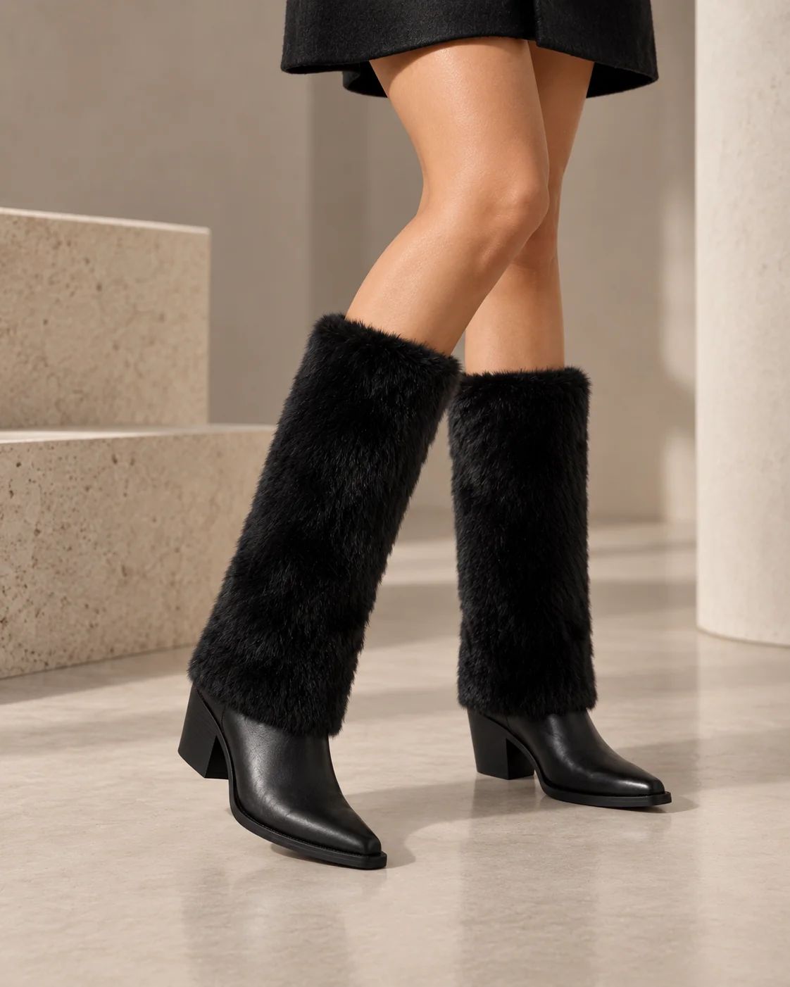 BOTA ALTA COWBOY NEGRA DE MUJER CON PELO | 2619 PELO Negro