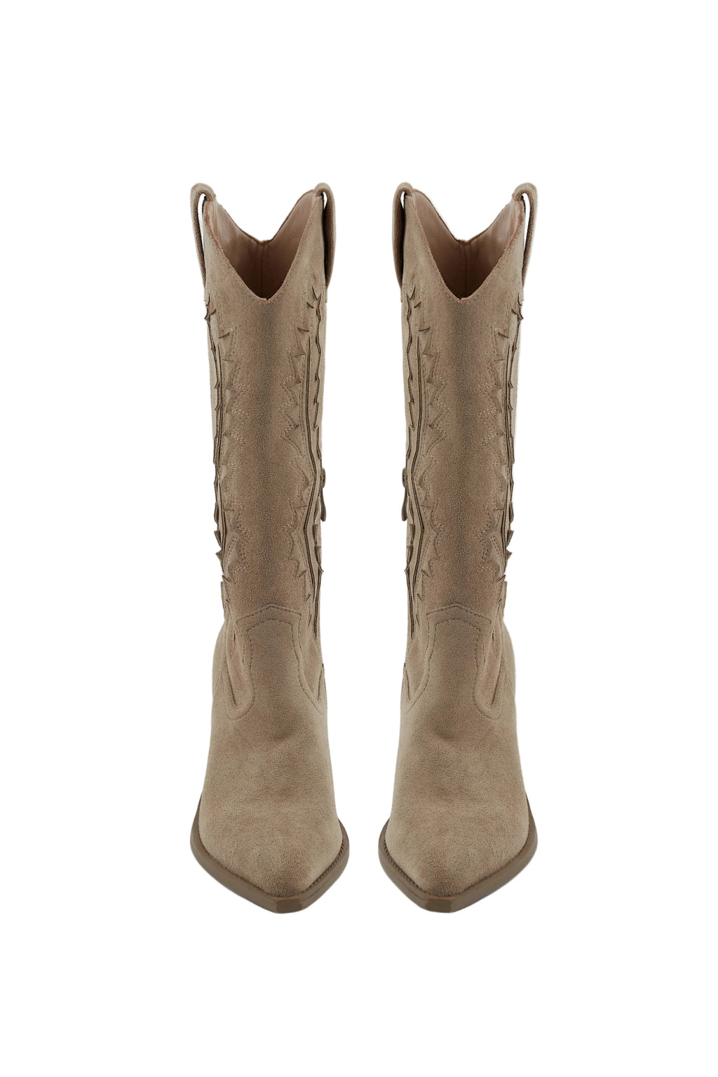 BOTA COWBOY DE MUJER BORDADA ANTE CREMA CON TACÓN | 2642 ANTE BEIGE