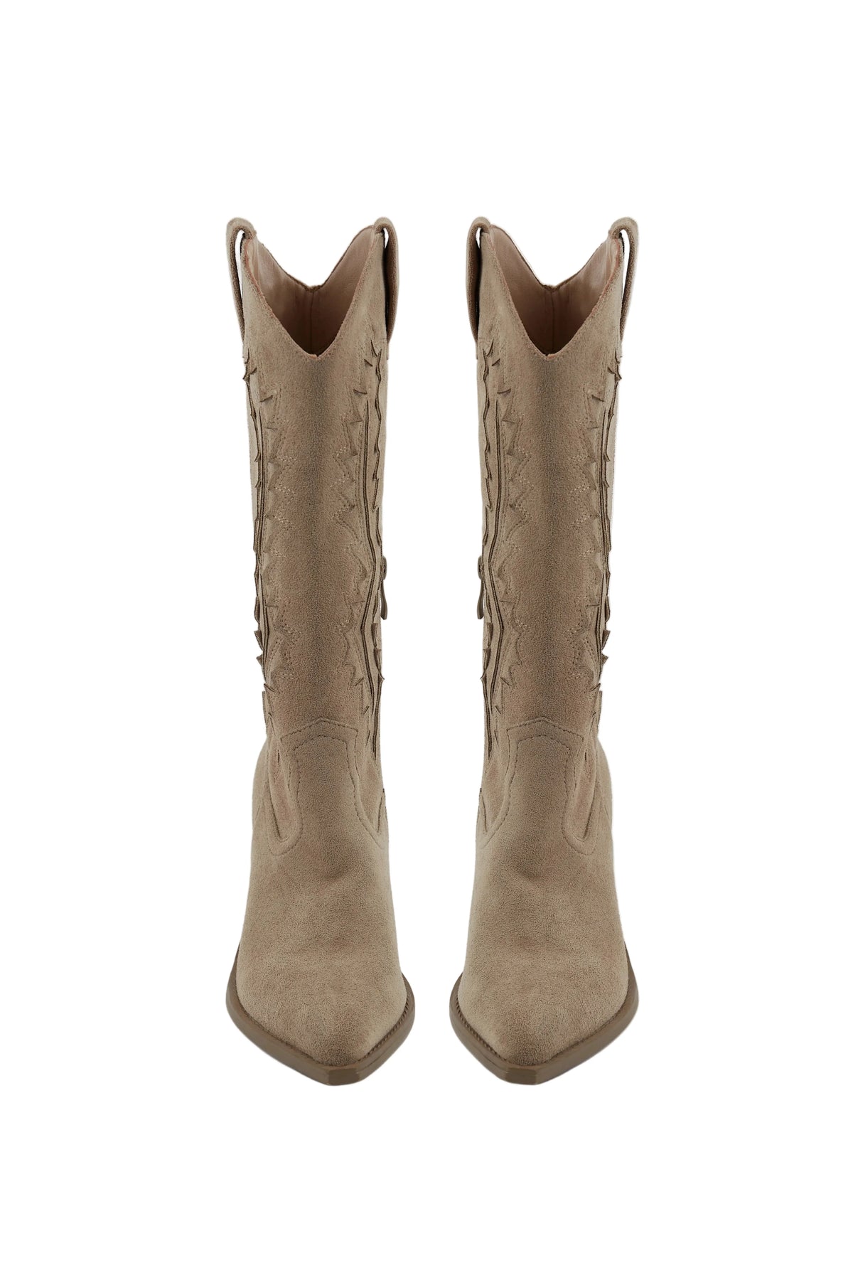 BOTA COWBOY DE MUJER BORDADA ANTE CREMA CON TACÓN | 2642 ANTE BEIGE