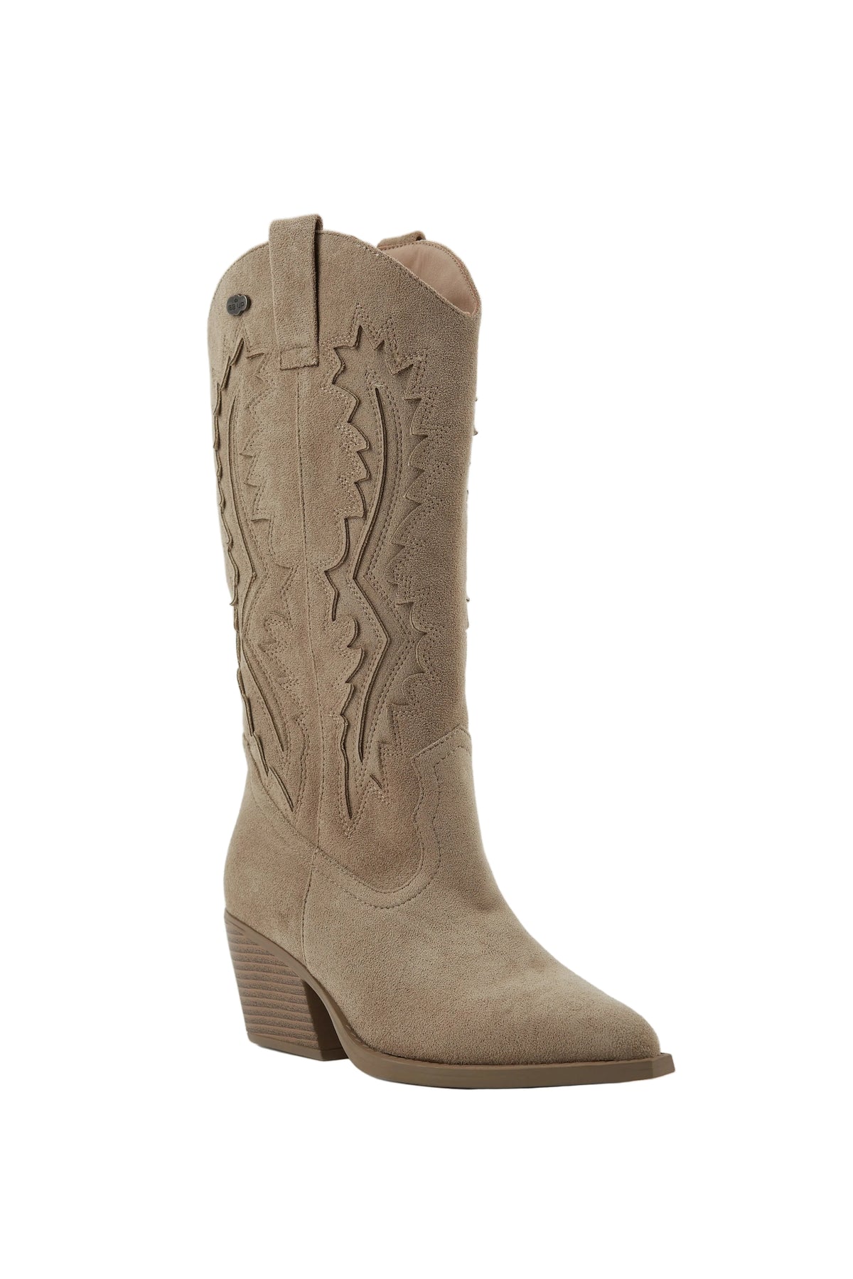 BOTA COWBOY DE MUJER BORDADA ANTE CREMA CON TACÓN | 2642 ANTE BEIGE