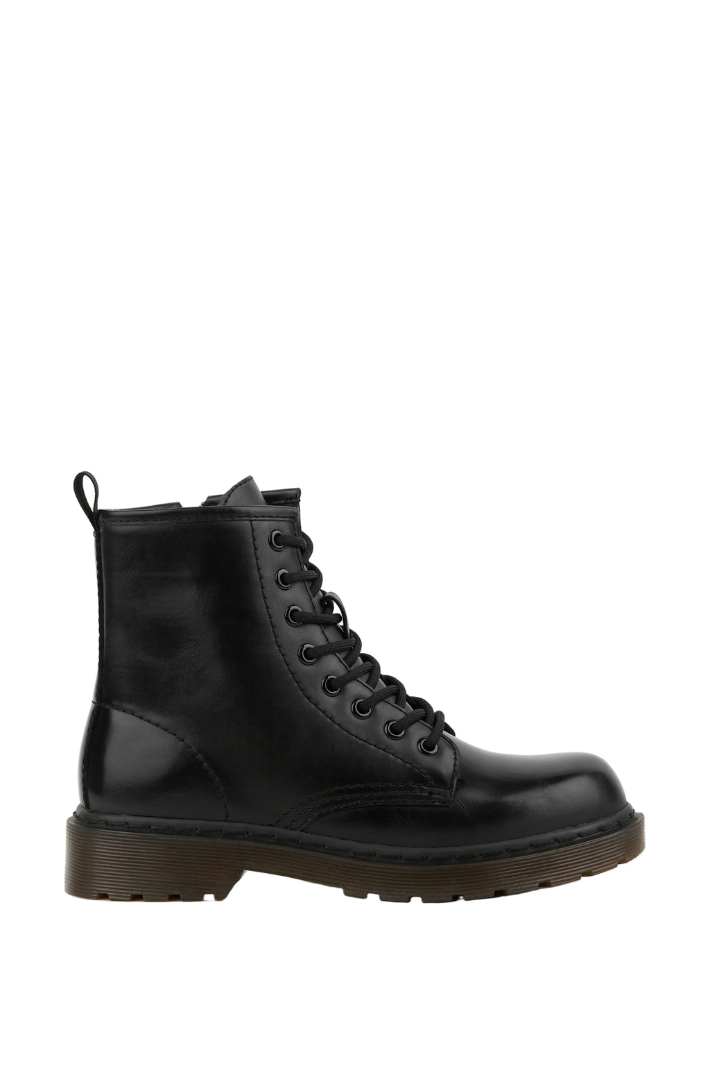 BOTÍN MILITAR DE MUJER CON CORDONES | 2467 PU NEGRO