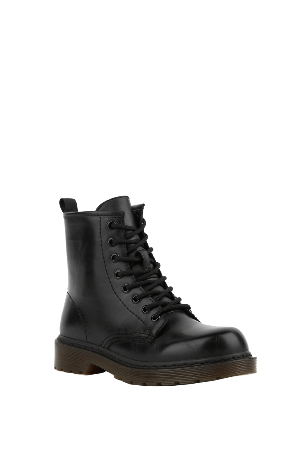 BOTÍN MILITAR DE MUJER CON CORDONES | 2467 PU NEGRO