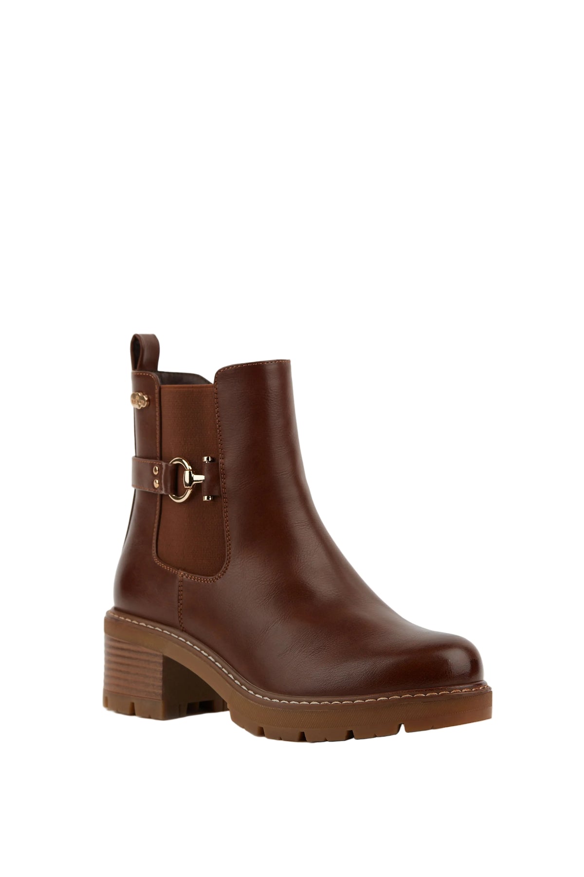 BOTINE CLÁSICO DE MUJER CON TACÓN Y HEBILLA | 2623 PU MARRON