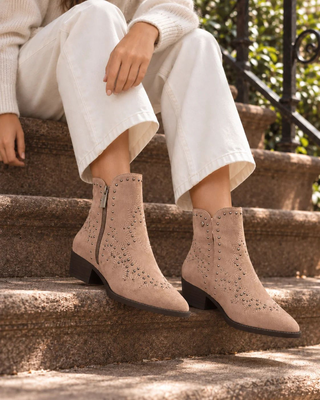 BOTÍN COWBOY BEIGE DE MUJER CON BORDADOS | 2763 ANTE Beige