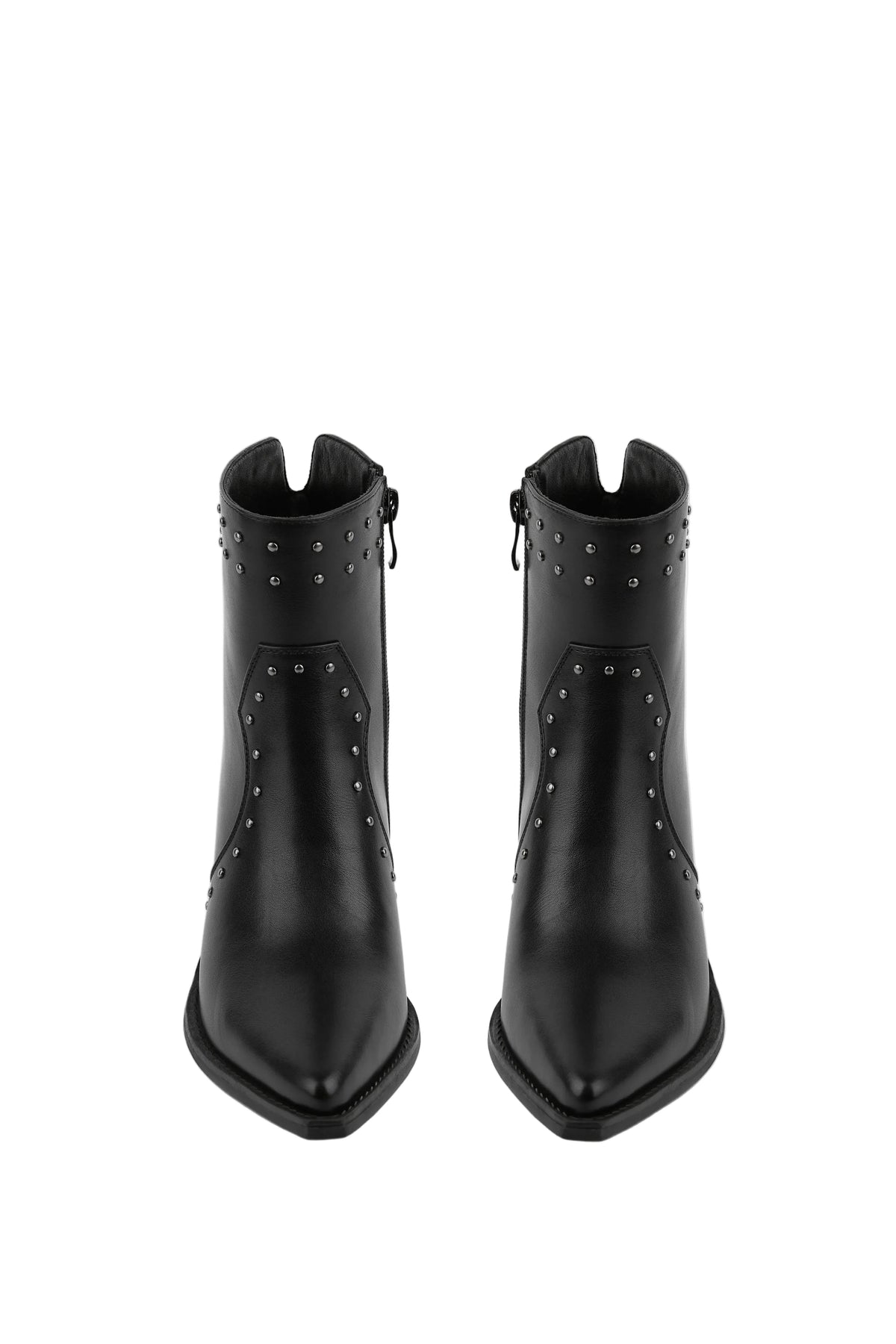 BOTÍN COWBOY NEGRO DE MUJER CON TACÓN Y TACHAS | 2640 PU NEGRO